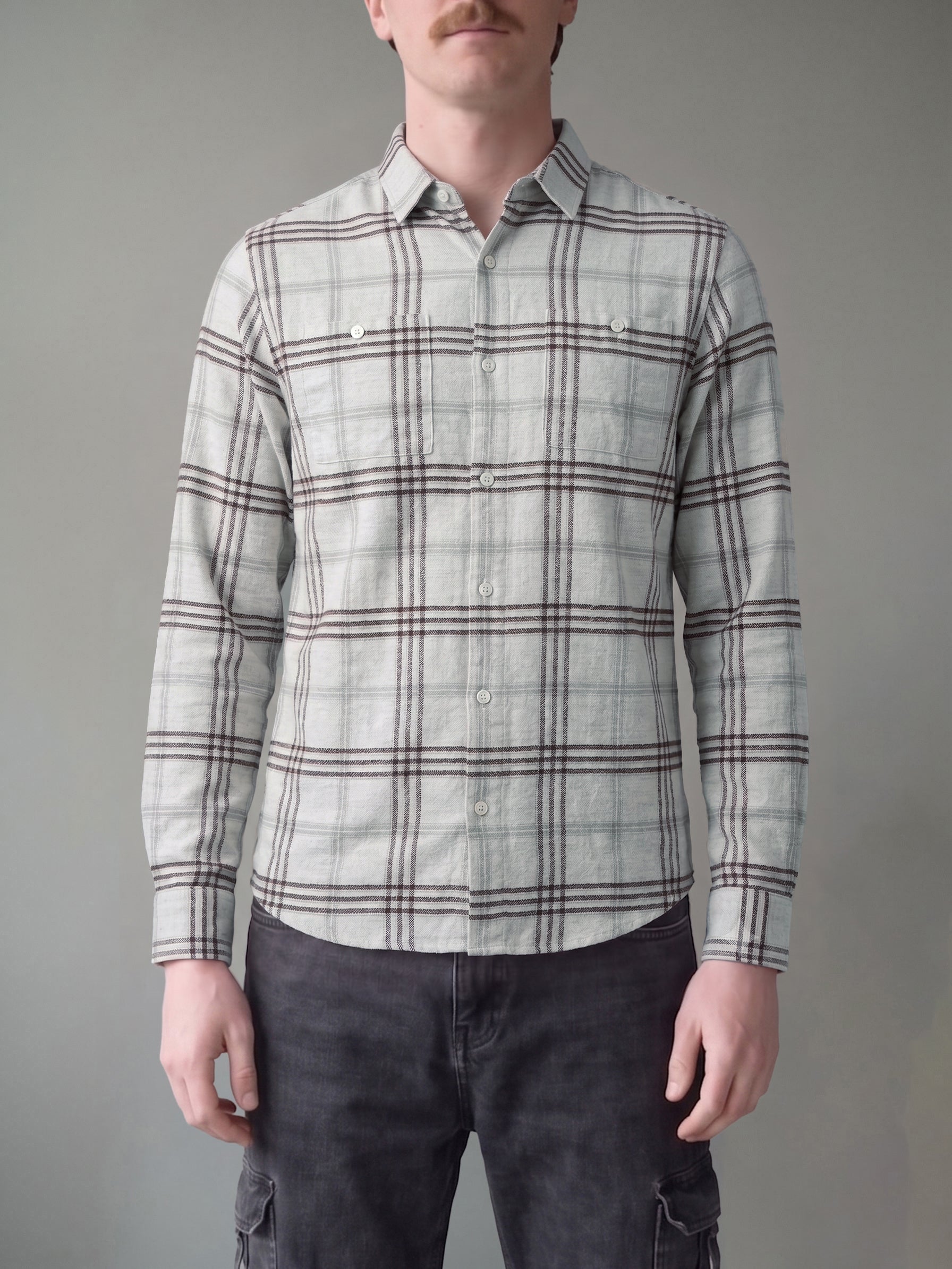 Men's Checks Grey Relaxed Fit Shirt