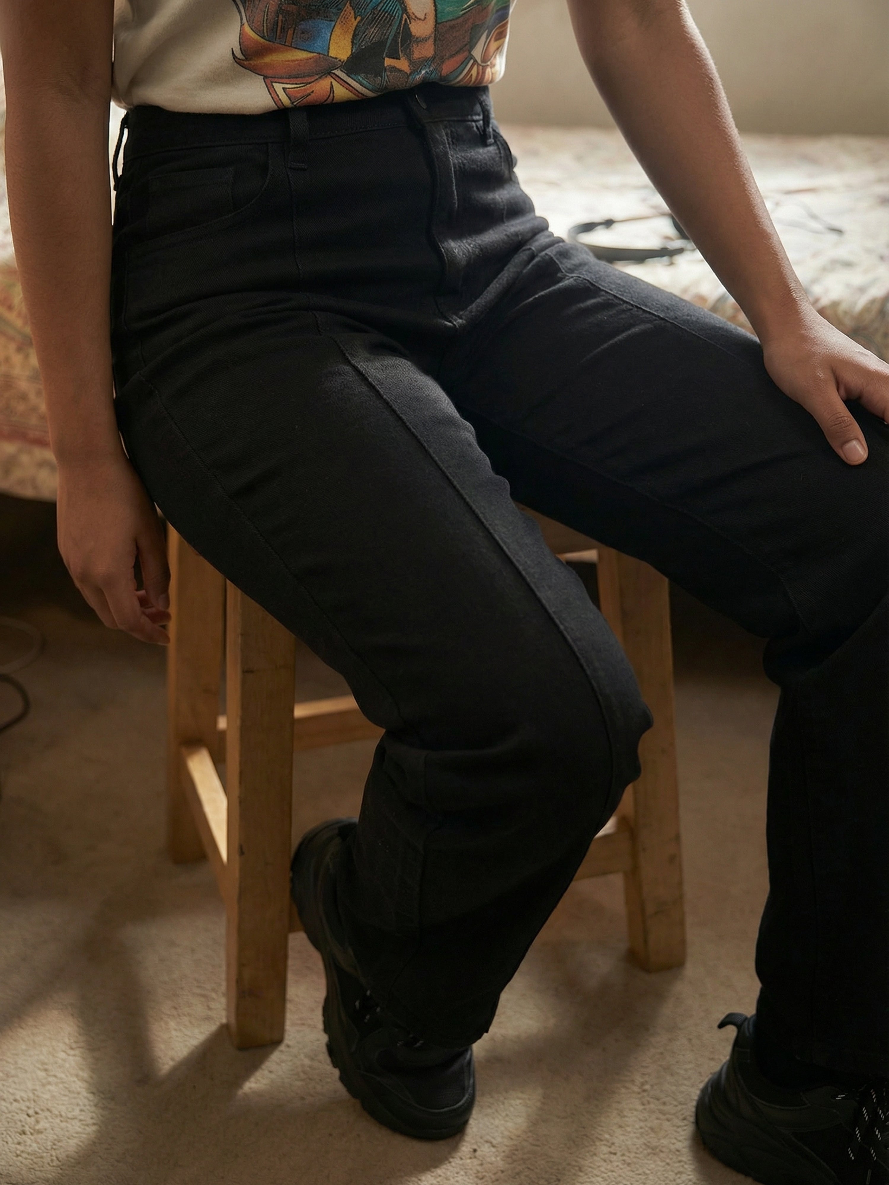 Women's Black Cotton Denim Jeans