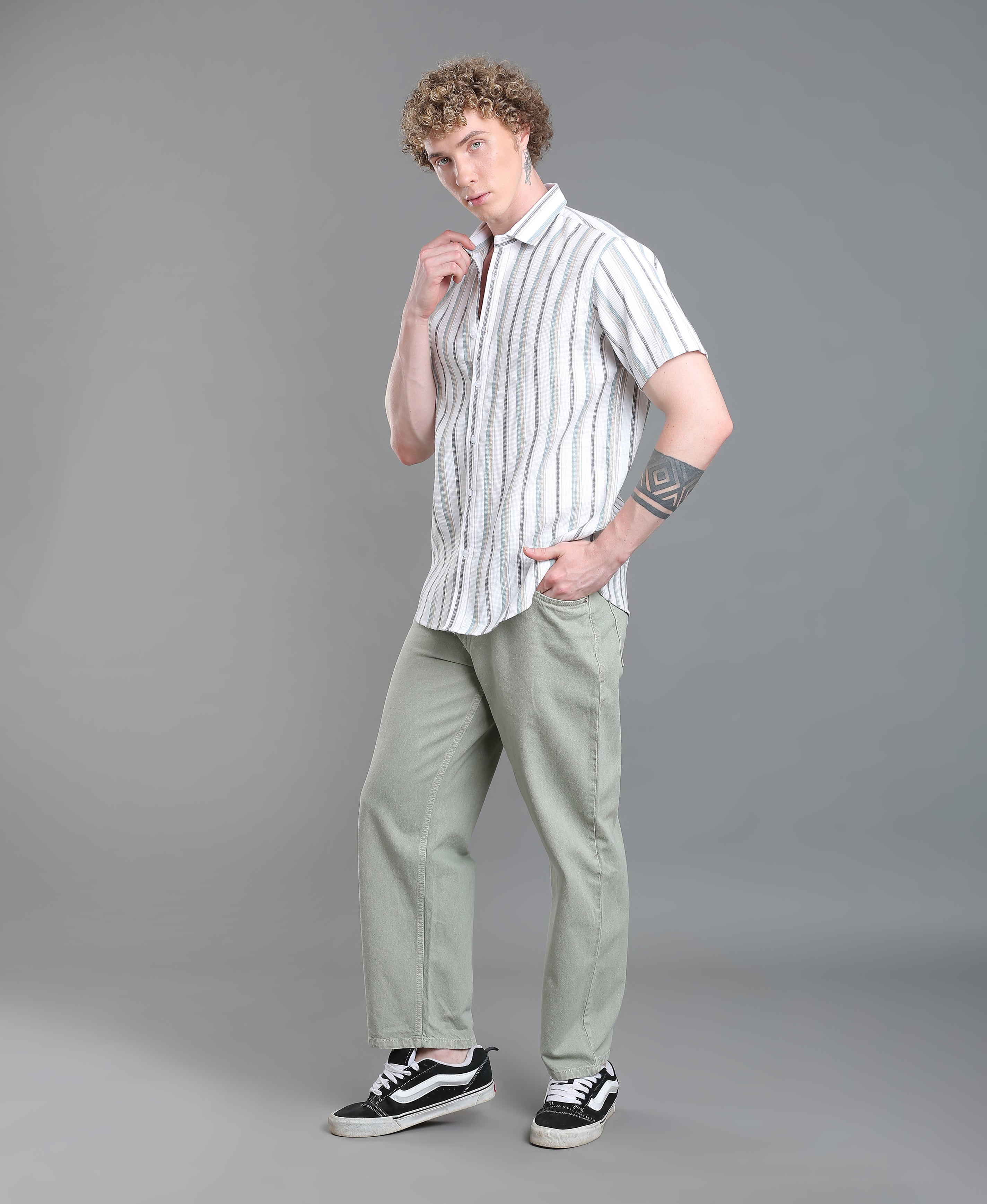 Ivory Stripe Tailored Shirt