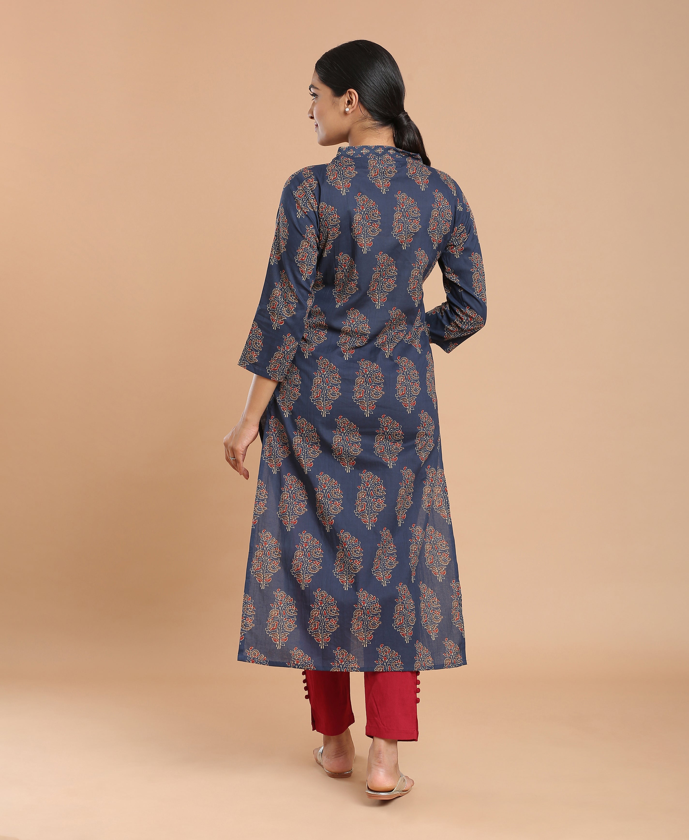 Azure Bloom Cotton Kurti