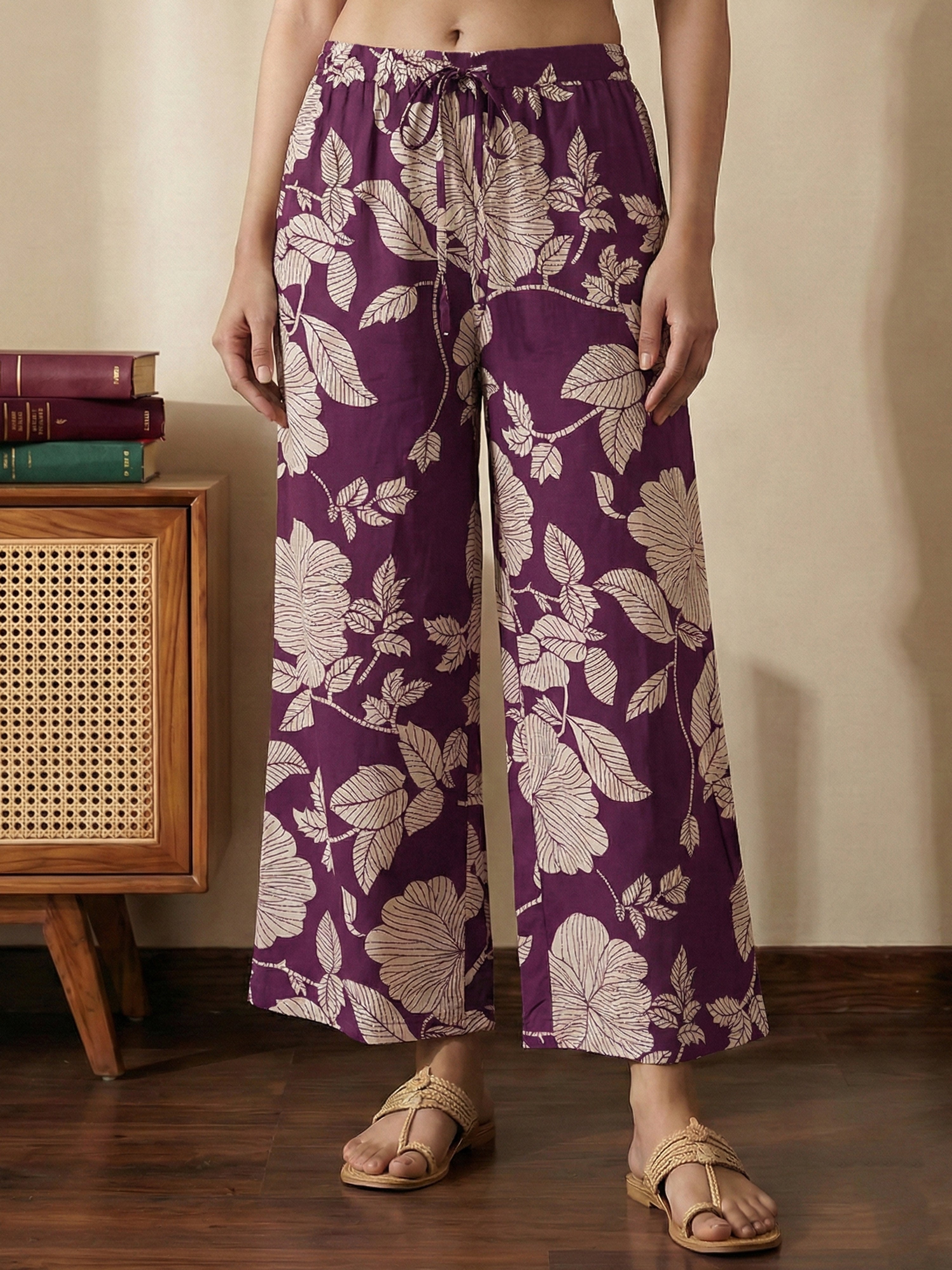 Purple Cotton Halter Neck Sleeveless Kurti Set