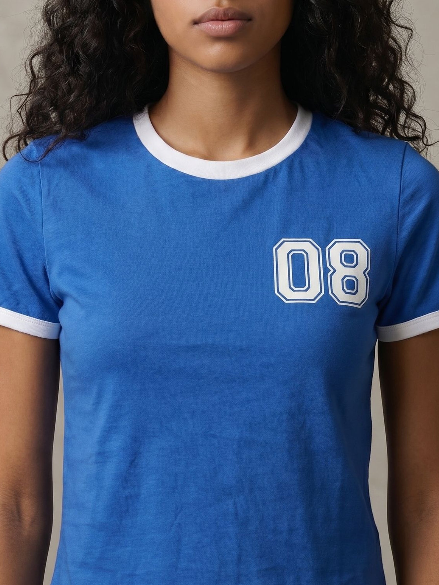 Women's Cotton Ink Blue Slim Fit Crop T Shirt