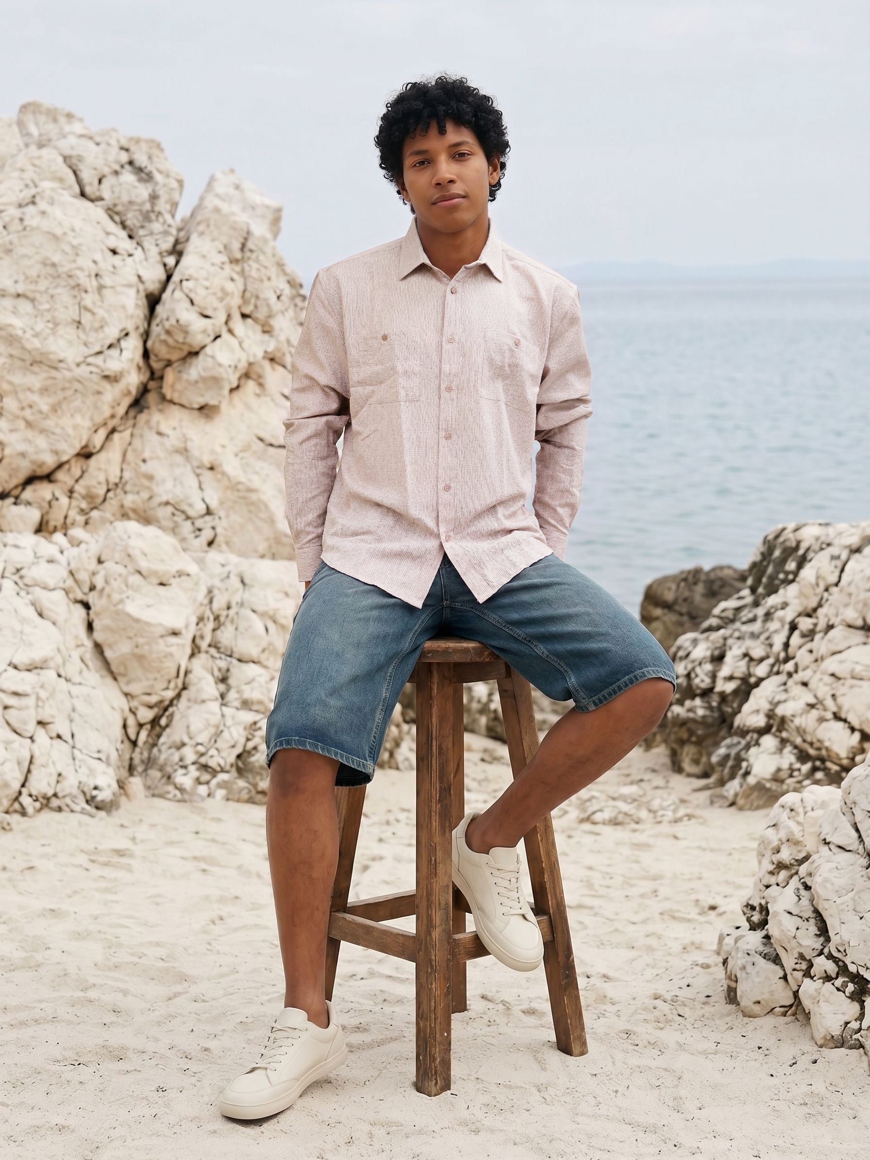 Men's Orange Oversized Fit Shirt