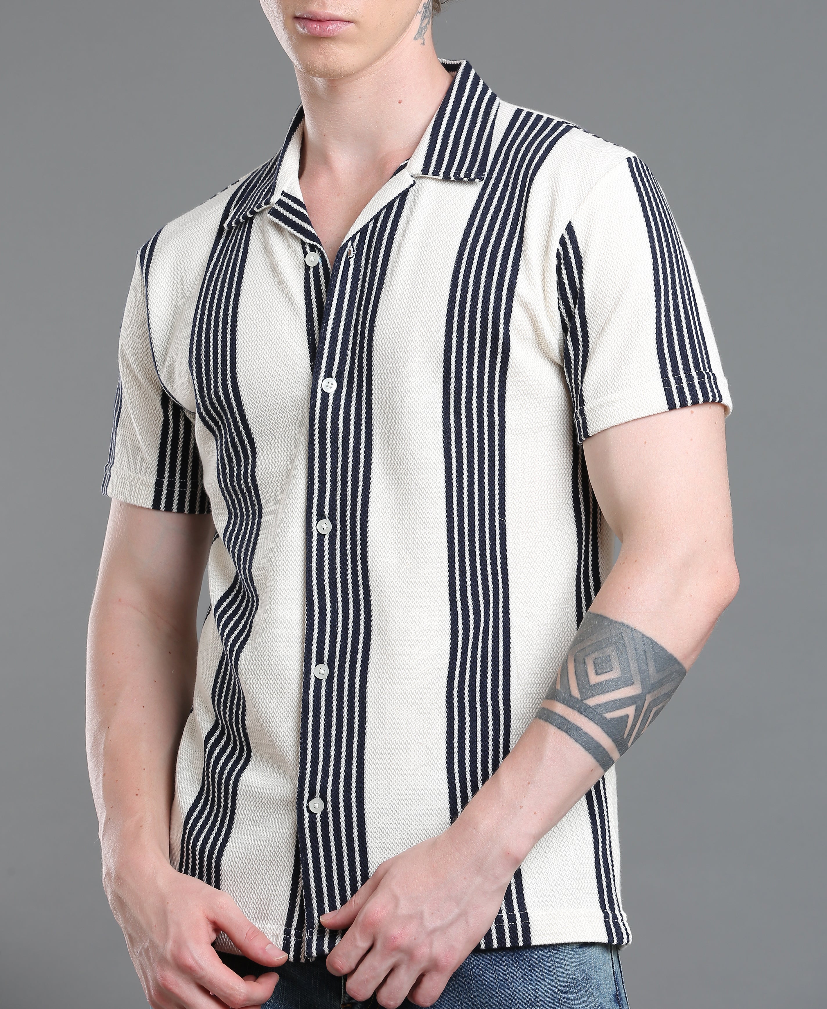 Navy Stripe Regular Shirt