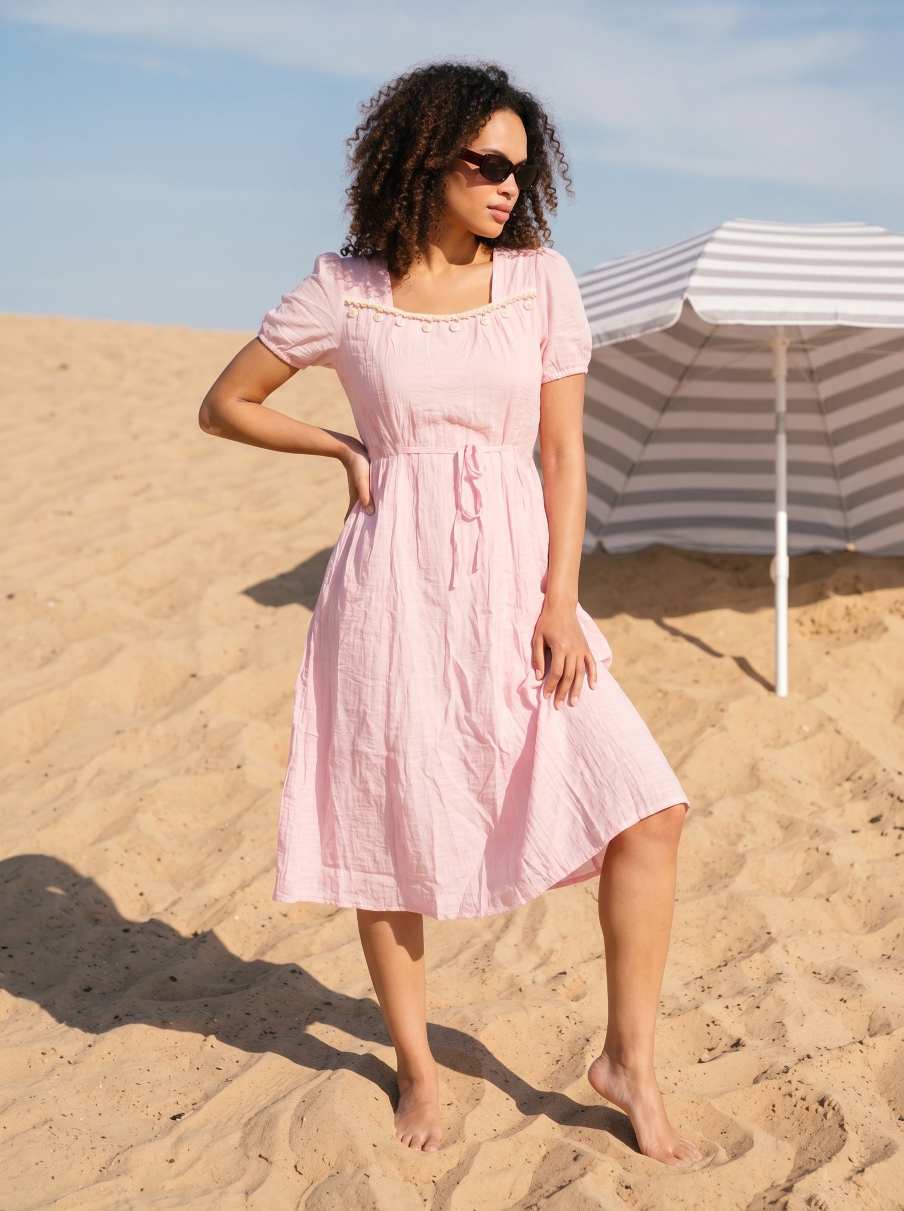 Women's Nylon Viscose Pink Regular Fit Dresses