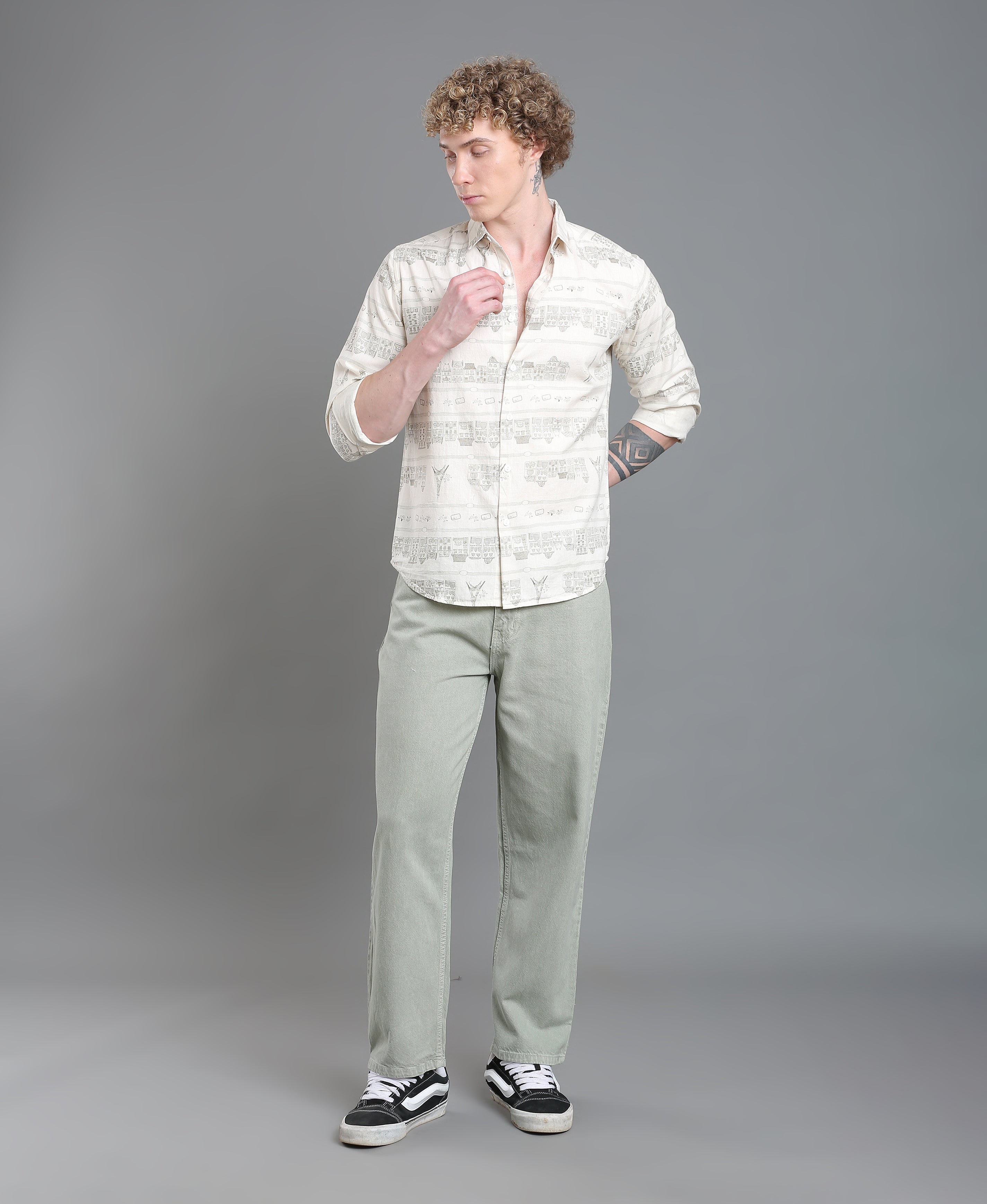 Cream Horizon Printed Shirt