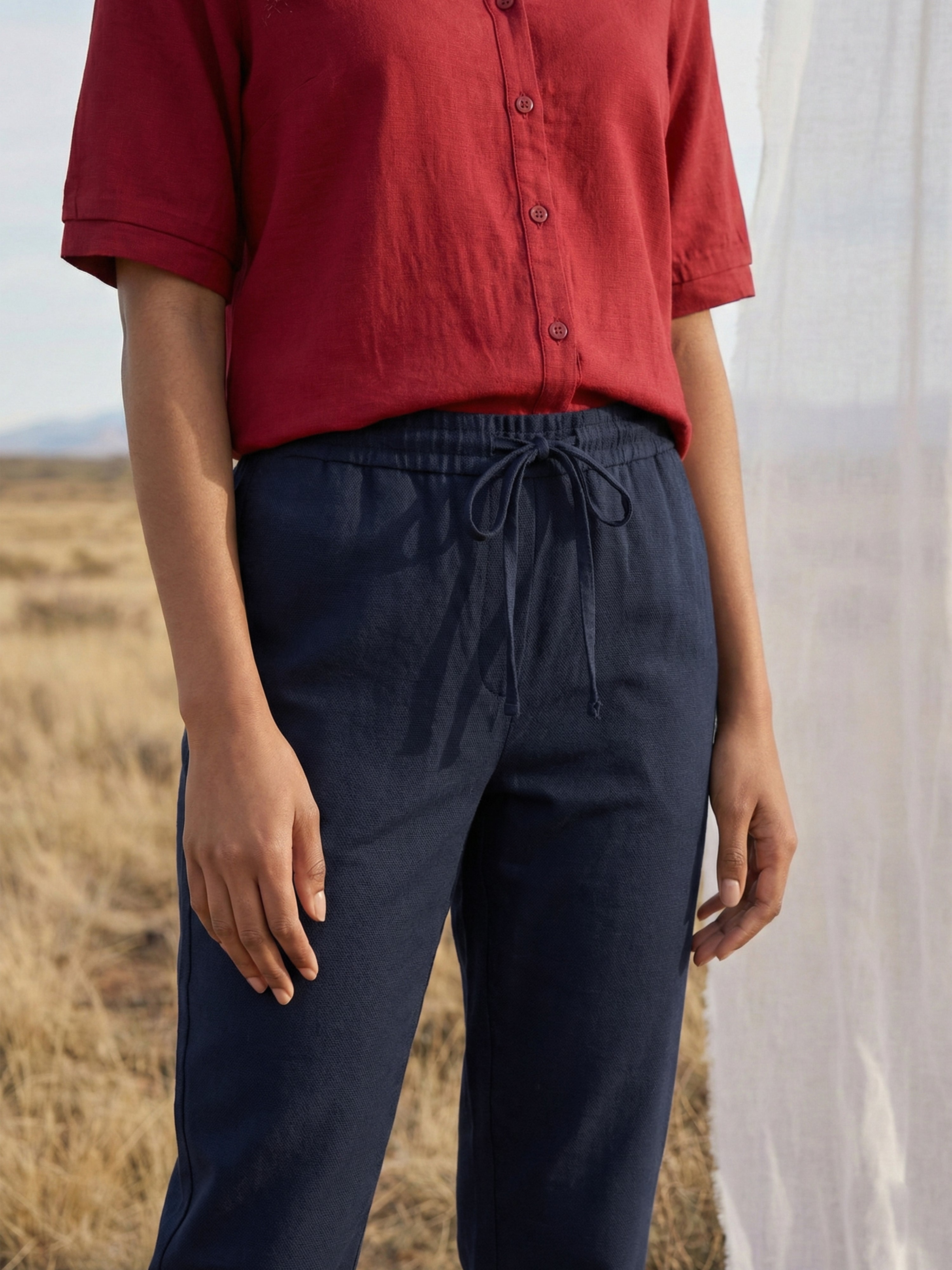 Navy Rayon Modal Pencil Fit Women’s Bottom