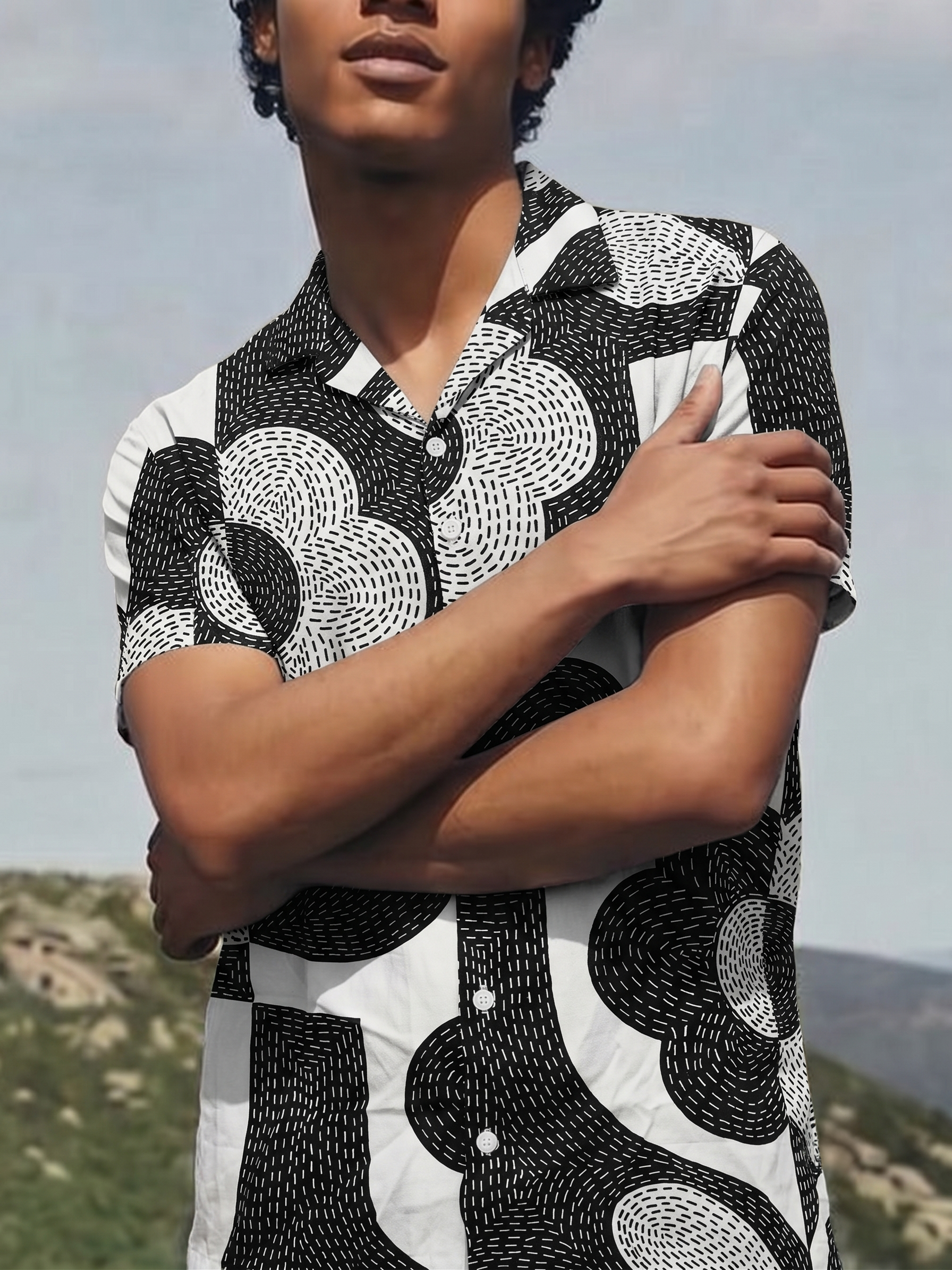 Men's Onyx Mango Cuban Collar Relaxed Fit Regular Shirt