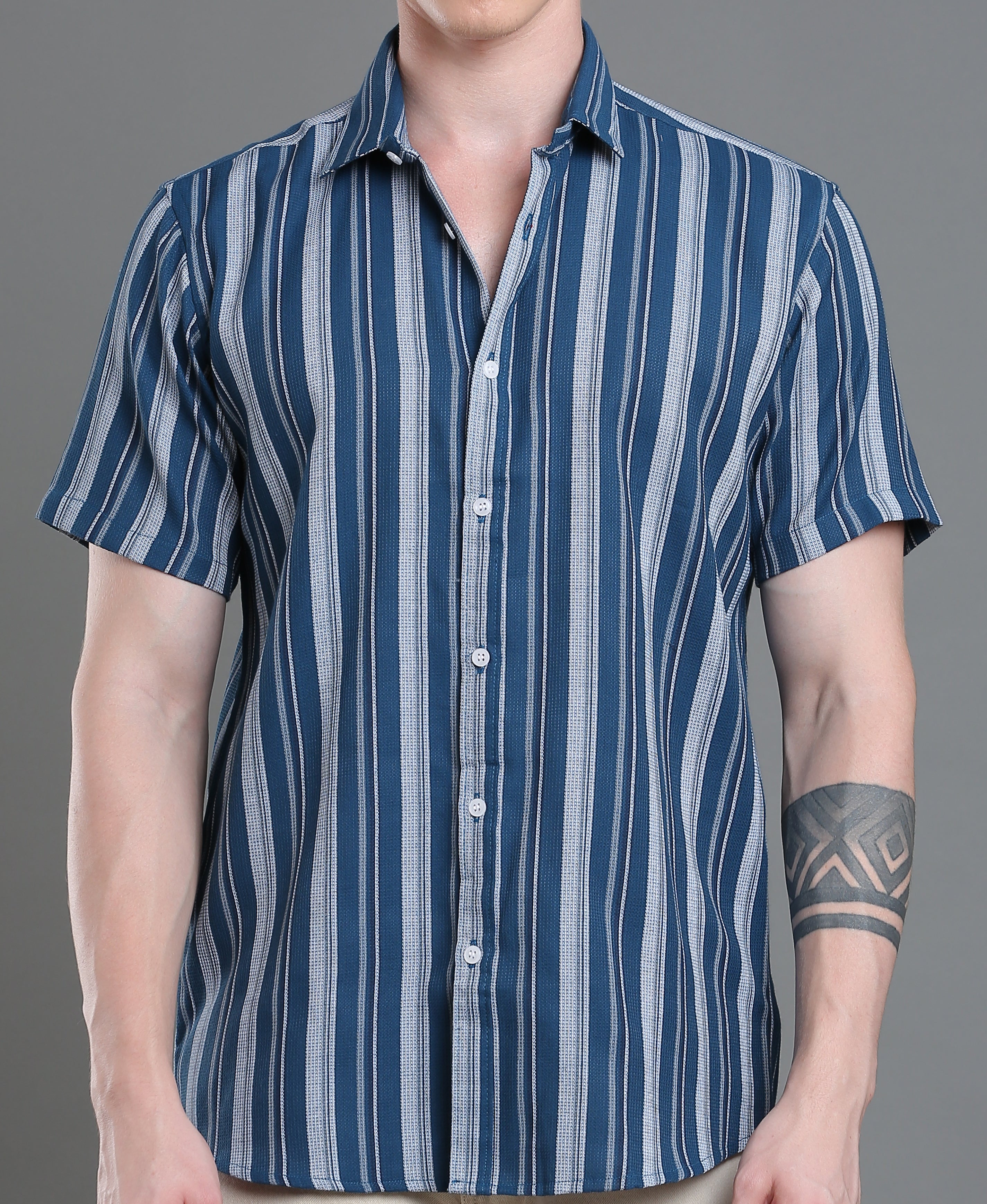 Azure Stripe Tailored Shirt