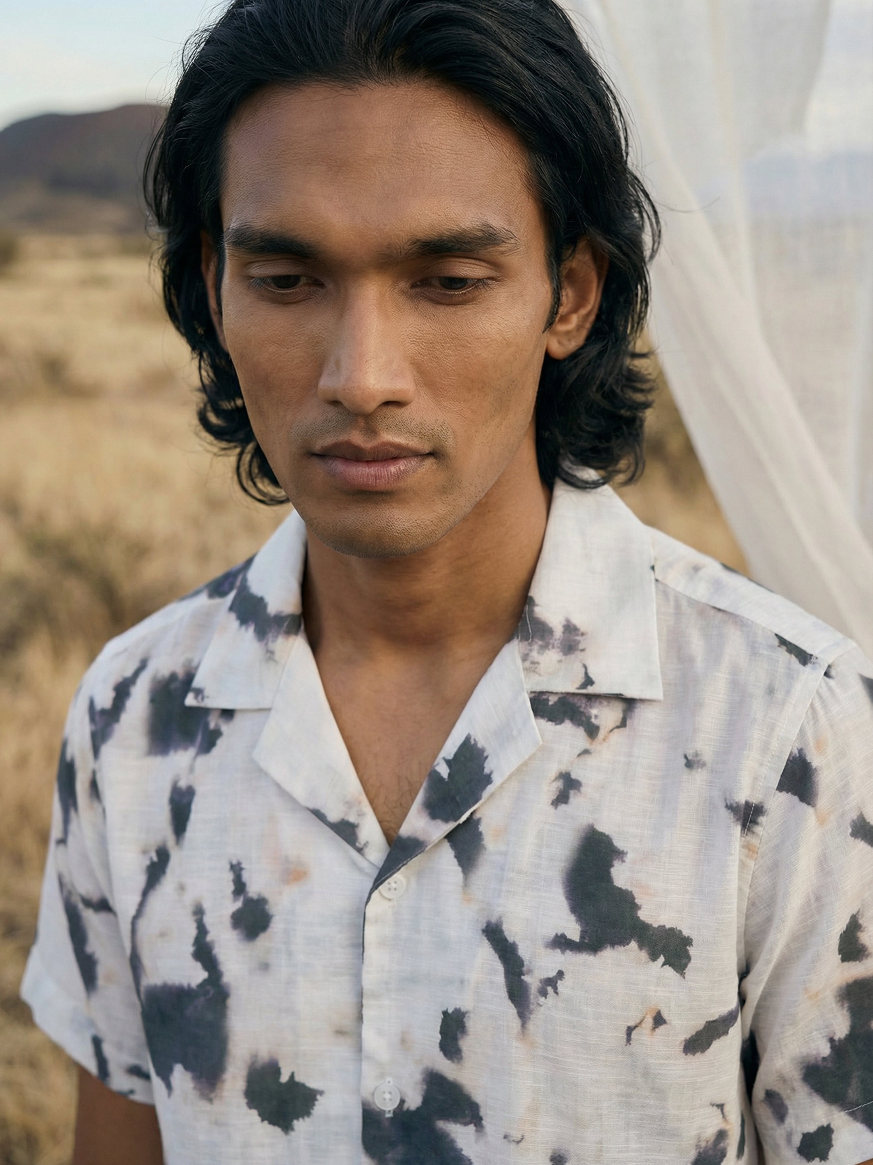 White  Liocell Cuban Collar Half Sleeves Shirt For Male