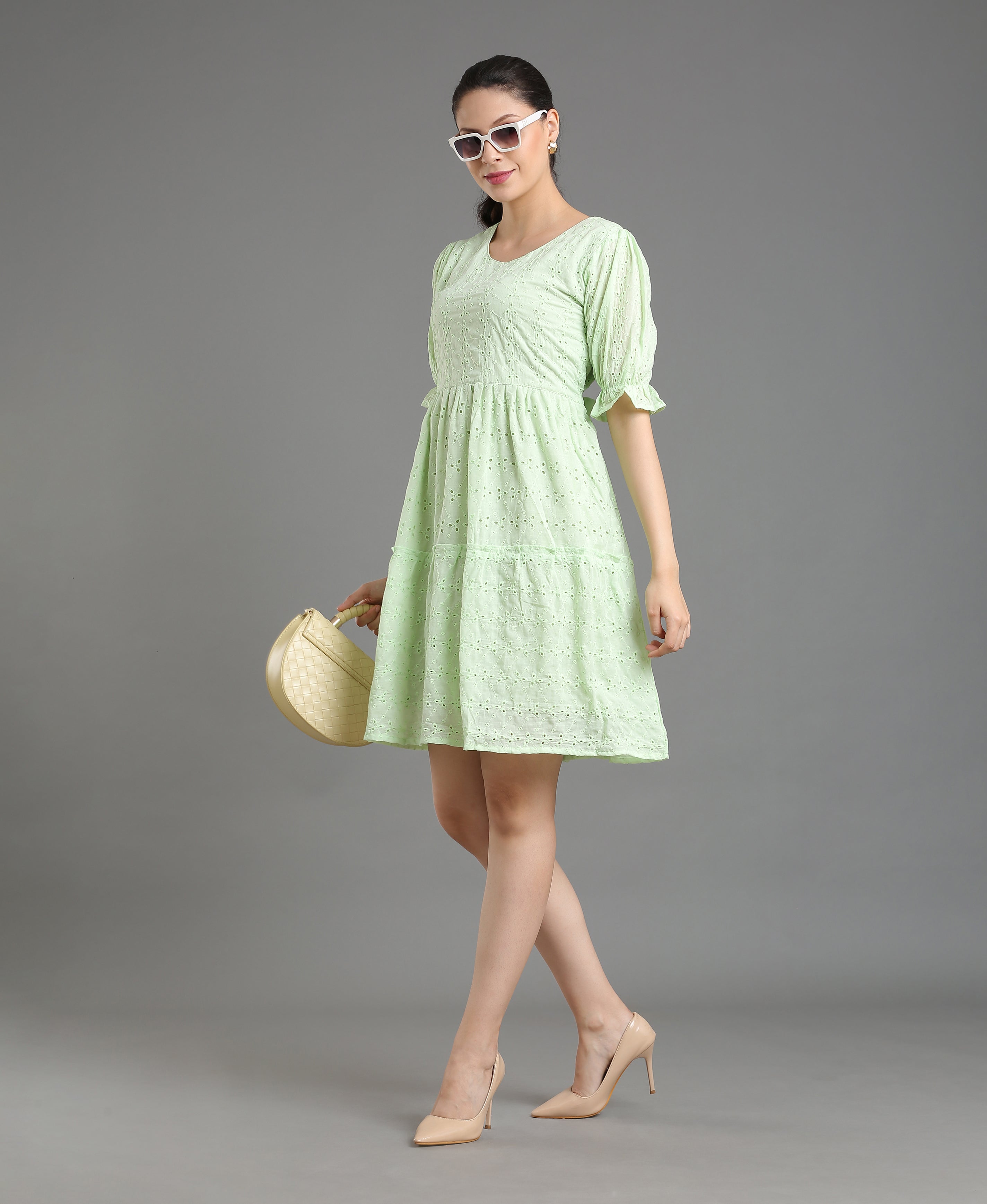 Pista Chiffli Embroidered Flare Dress