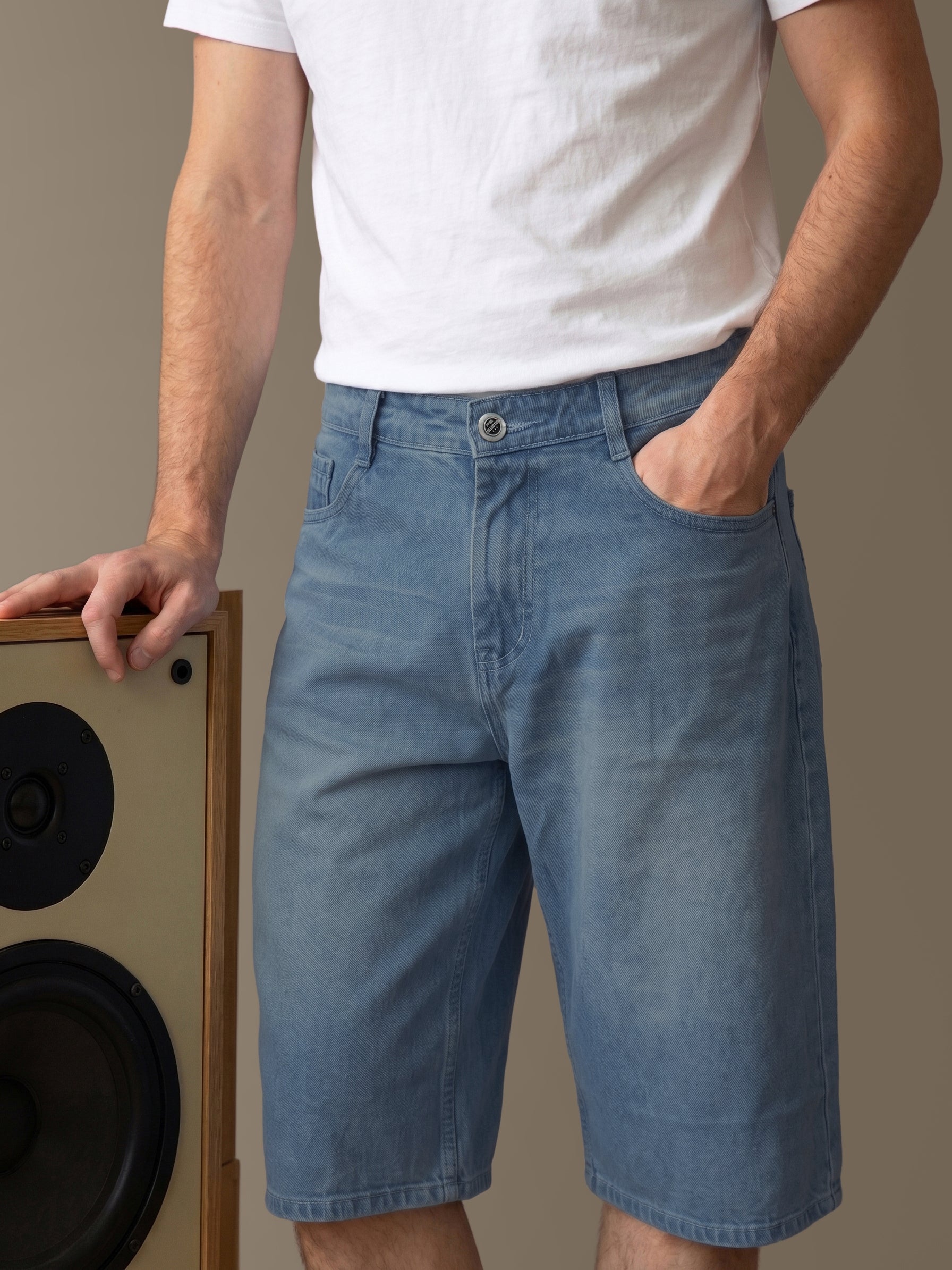 Men's Indigo Denim Ice-Basic Wash Jorts Fit Jorts