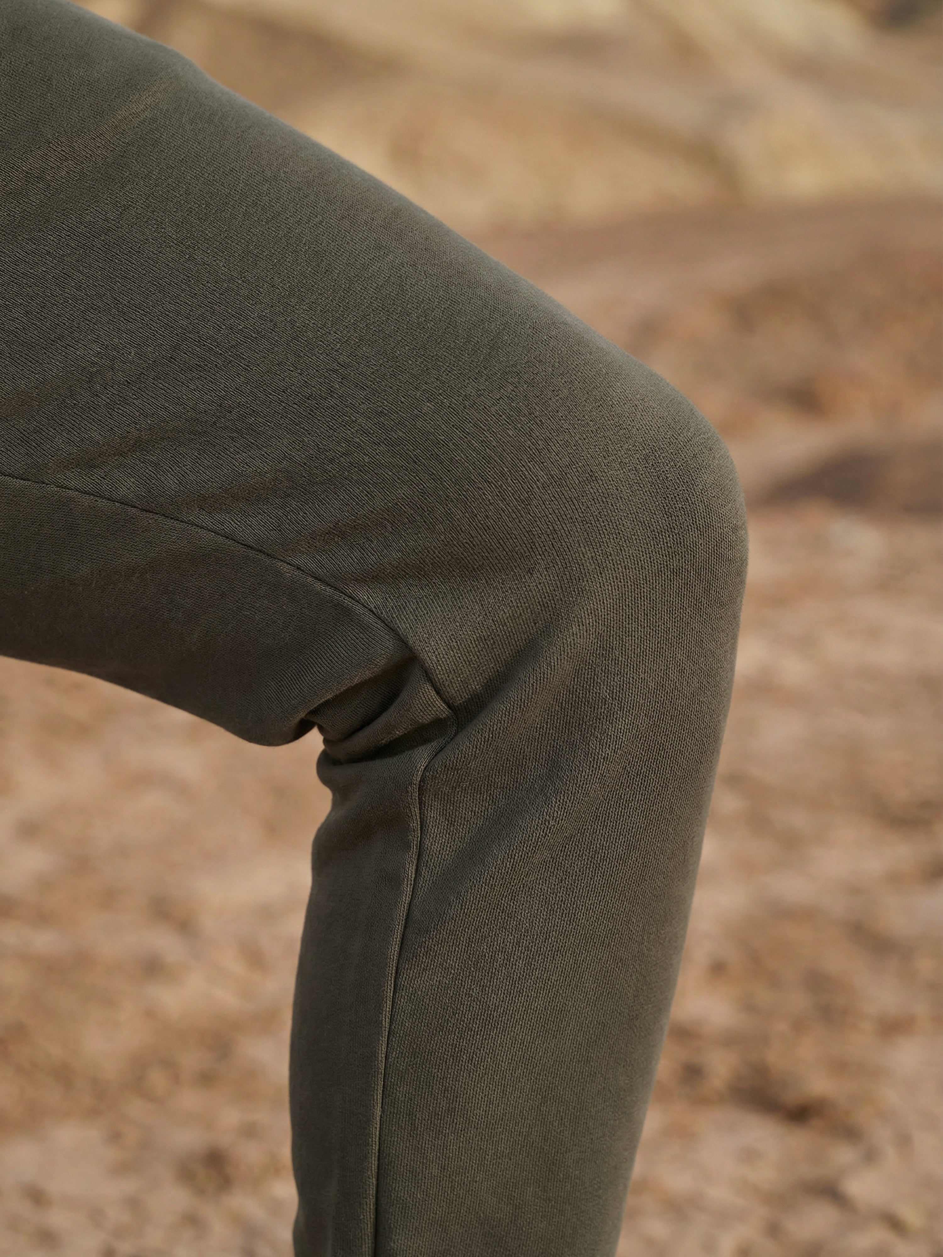 Dark Olive Cotton Blended  Track Pant For Male