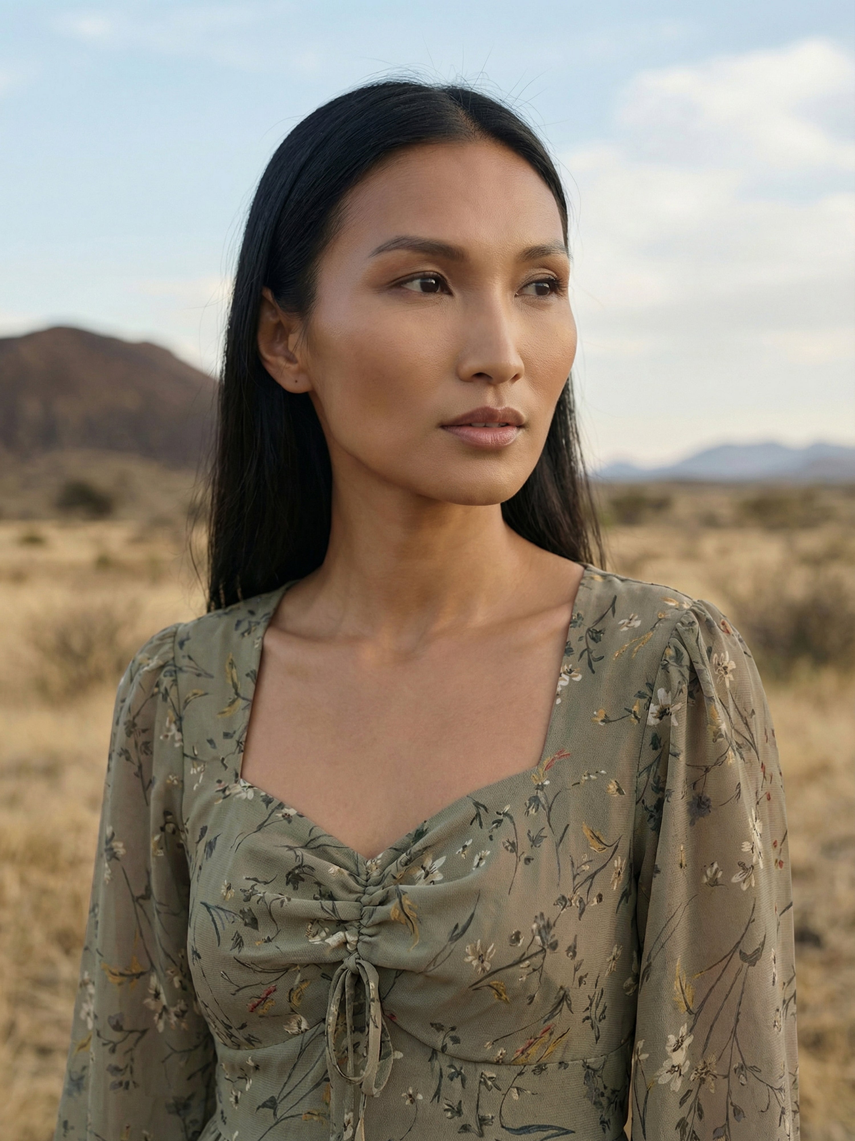 Grey Georgette Queen Anne Full Top For Female