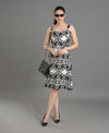 Black Sweetheart Neck Sleeveless Cotton Geometric Dress for Women
