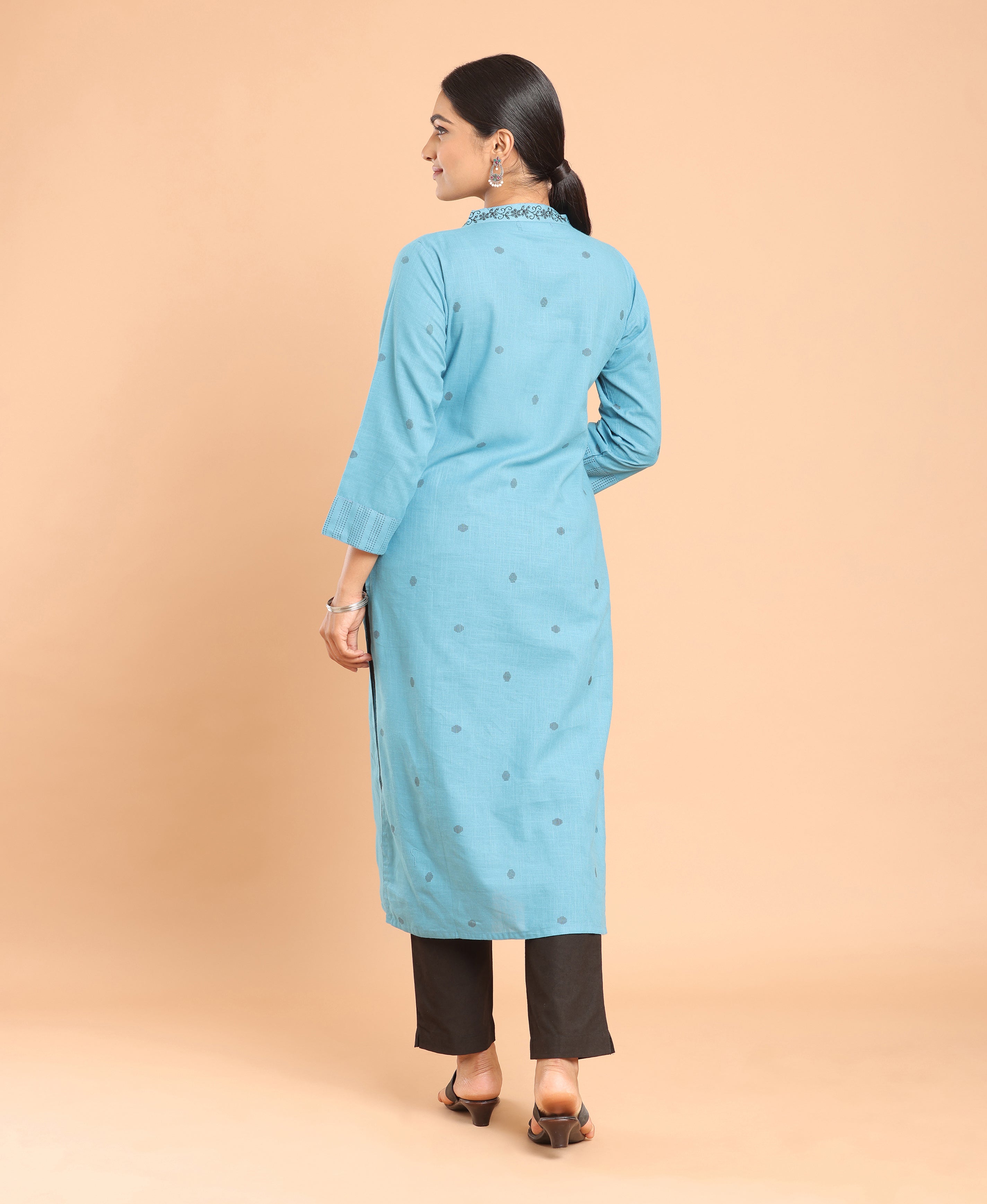 Azure Slub Cotton Kurti