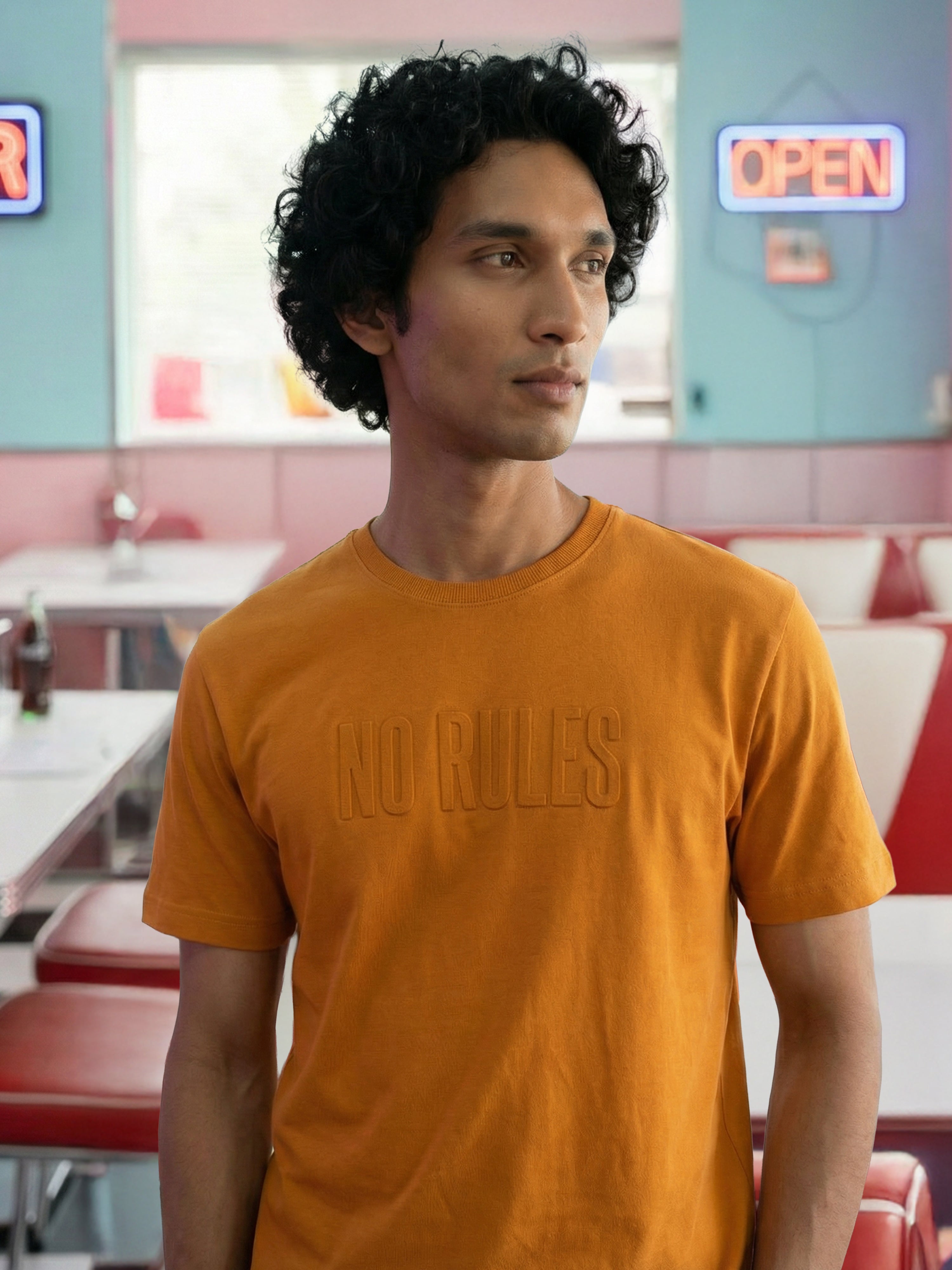 Mustarad Cotton Jersy  Round Neck Half Sleeve T Shirt For Male