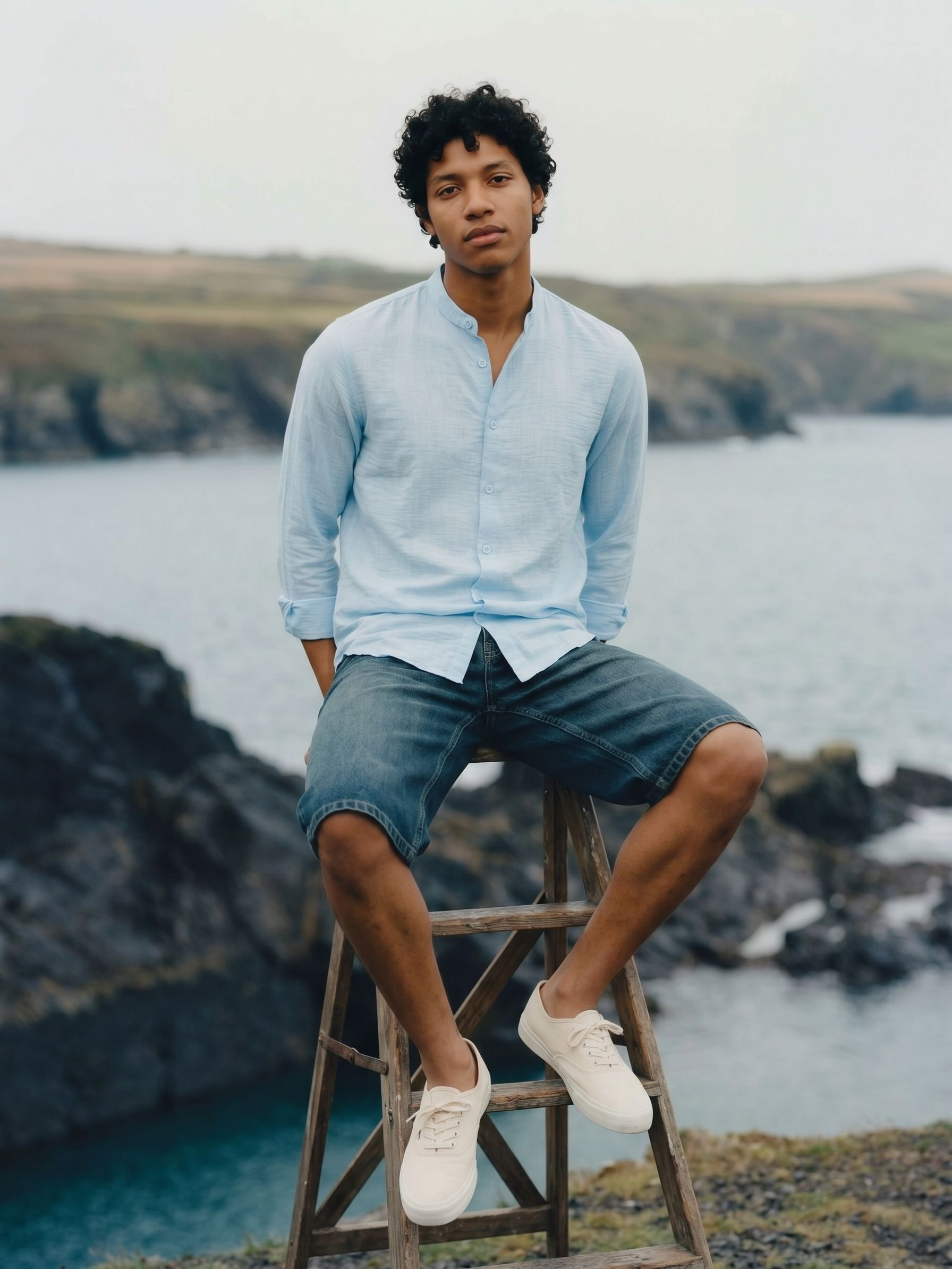 Men's Solid Slub Sky Regular Fit Shirt