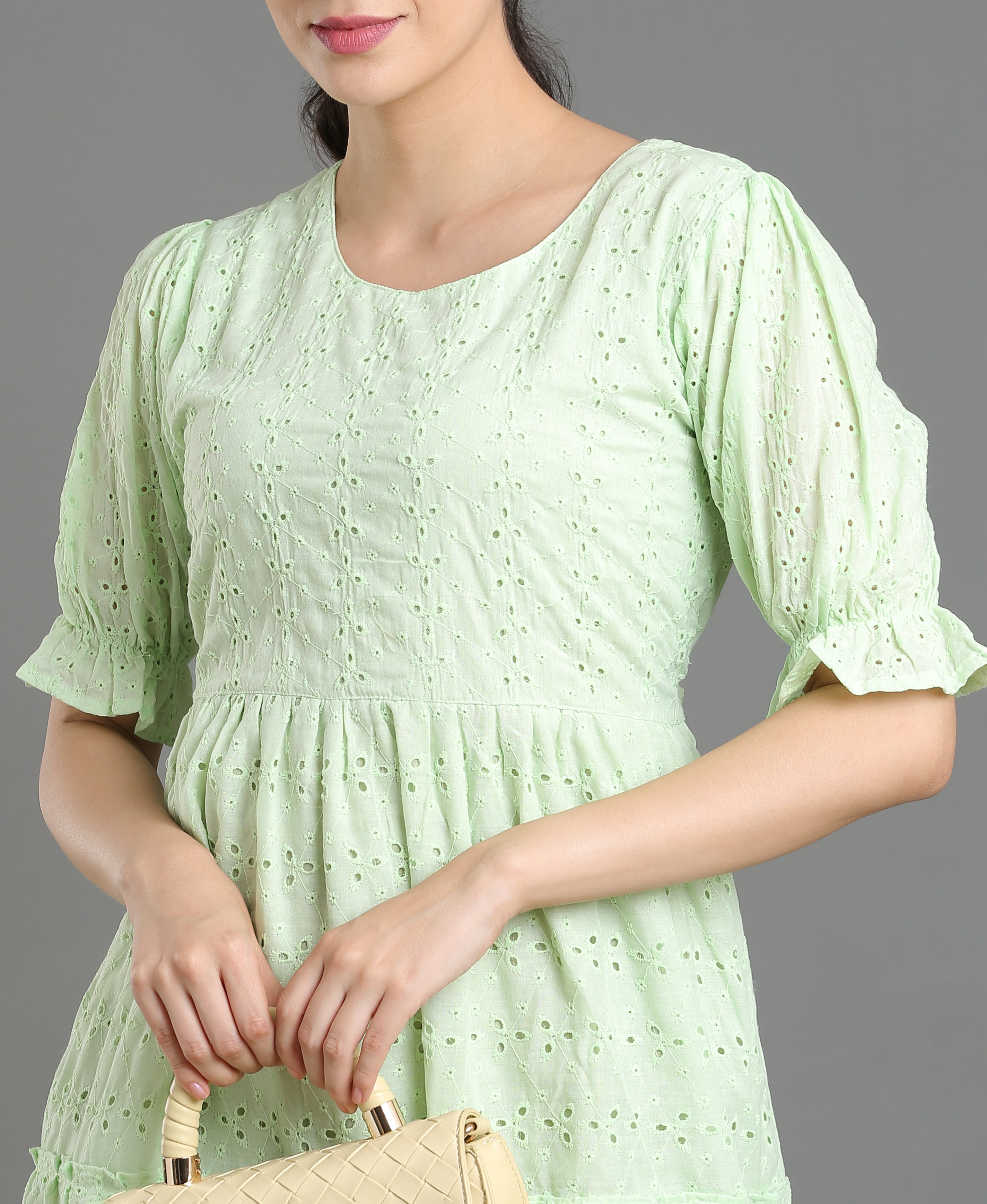Pista Chiffli Embroidered Flare Dress