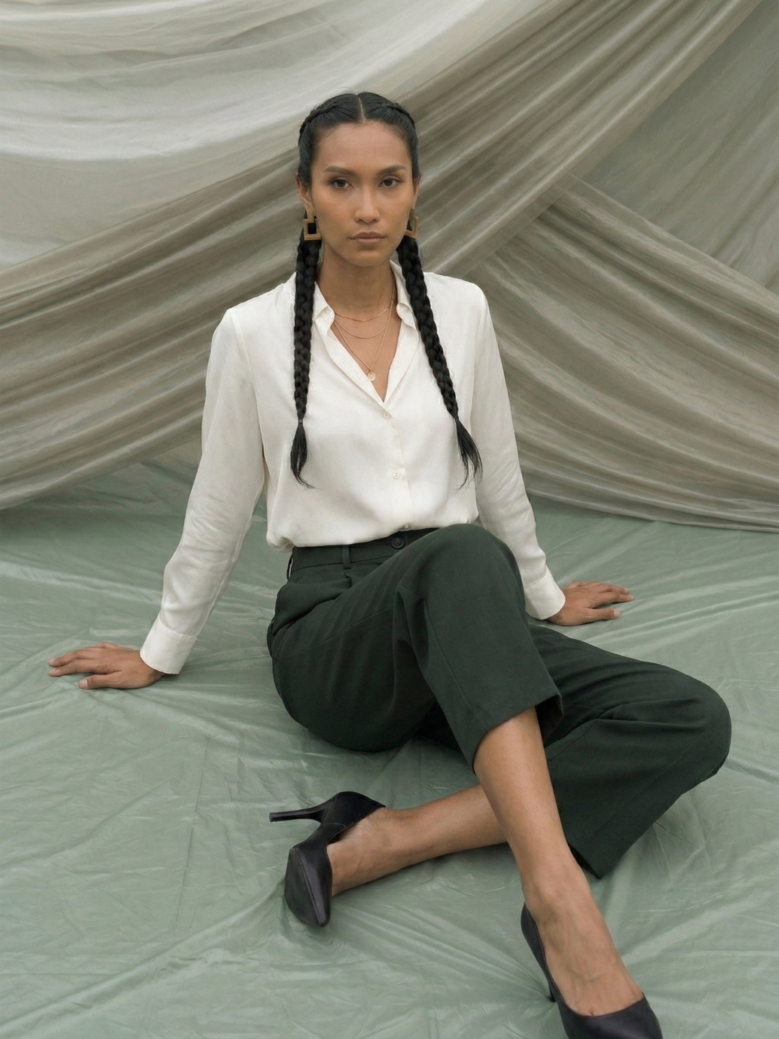 Olive Twill  Trouser For Womens