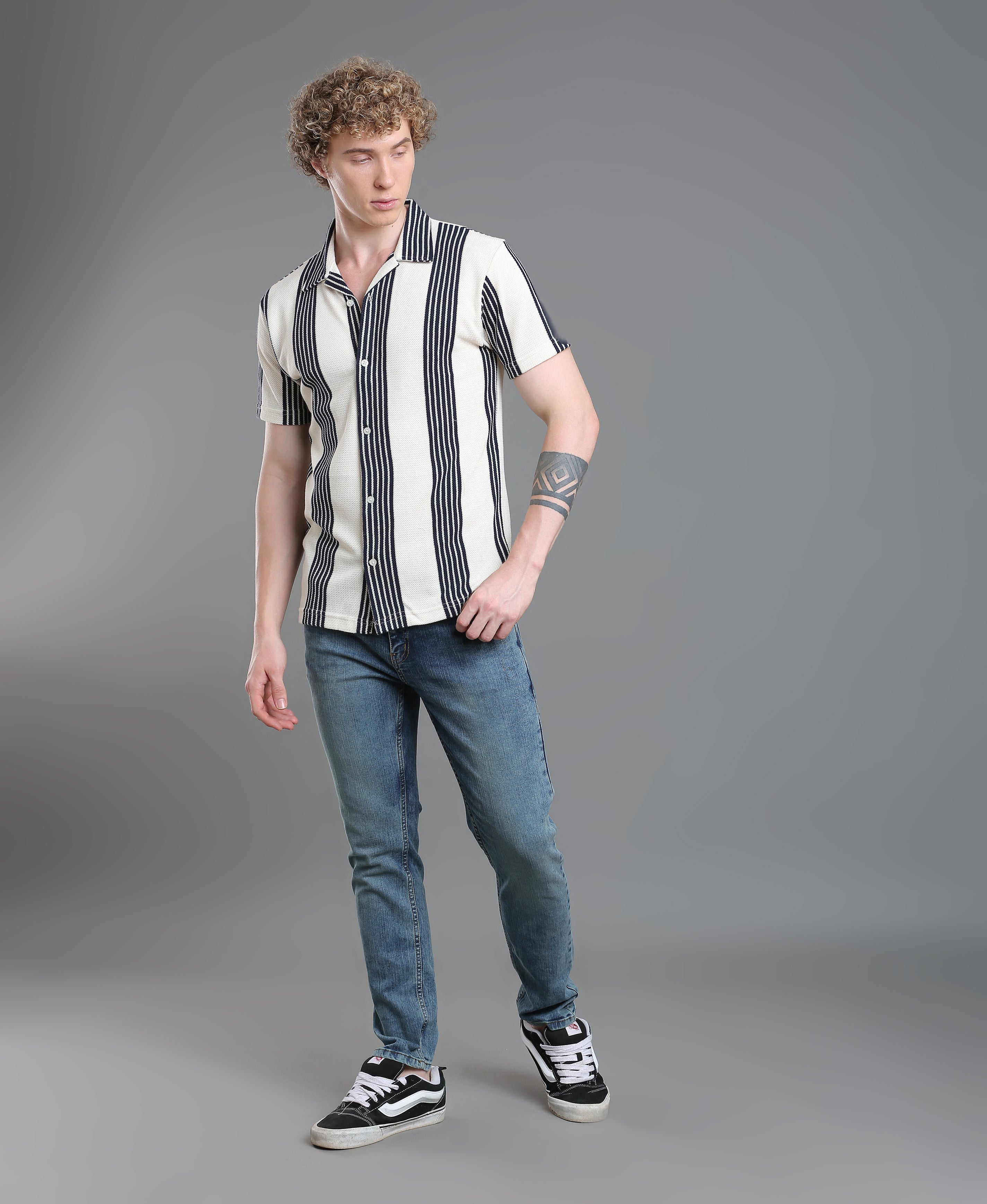 Navy Stripe Regular Shirt