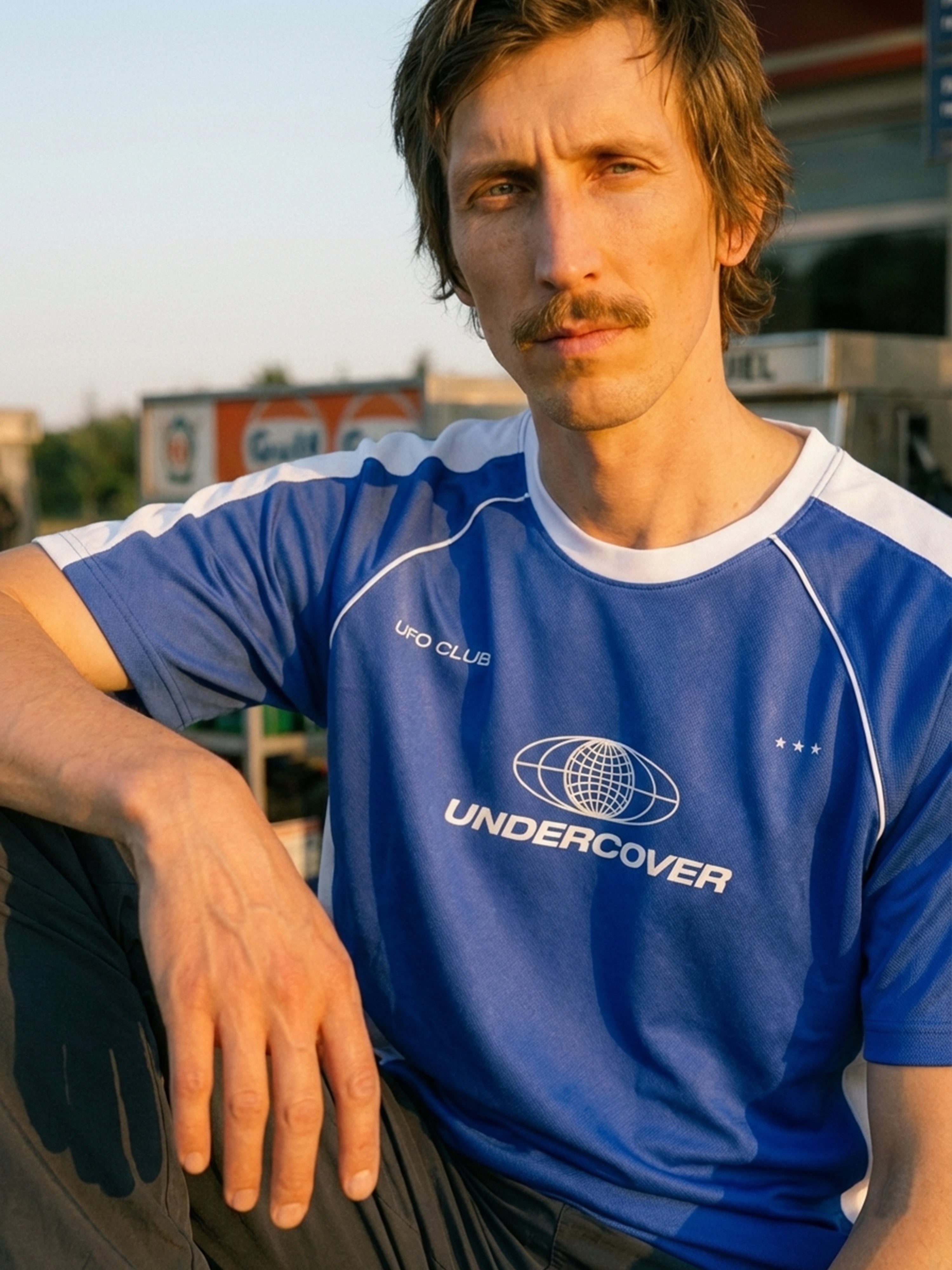 Amparo Blue Cotton Looper Crew Neck Half Sleeve T Shirt For Male