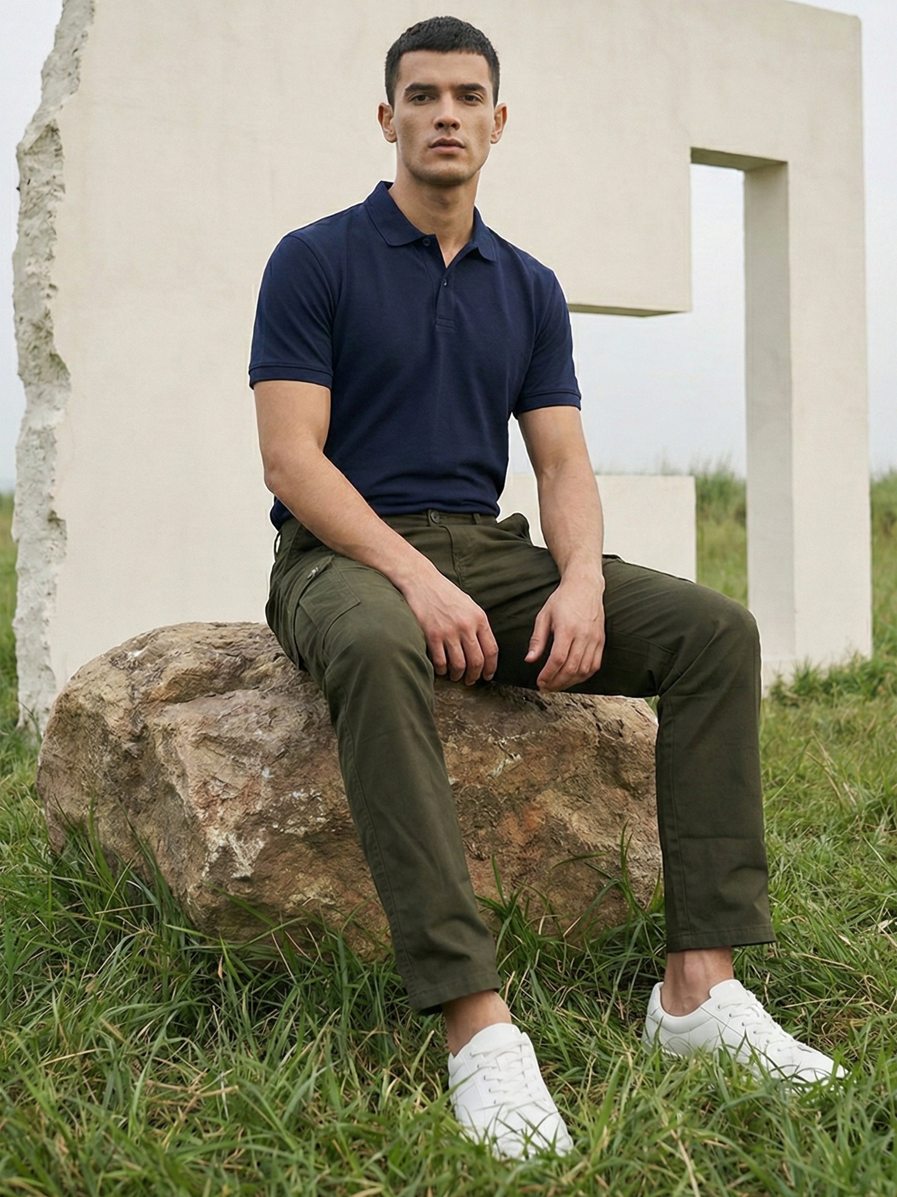 Olive Spandex  Cargos For Male