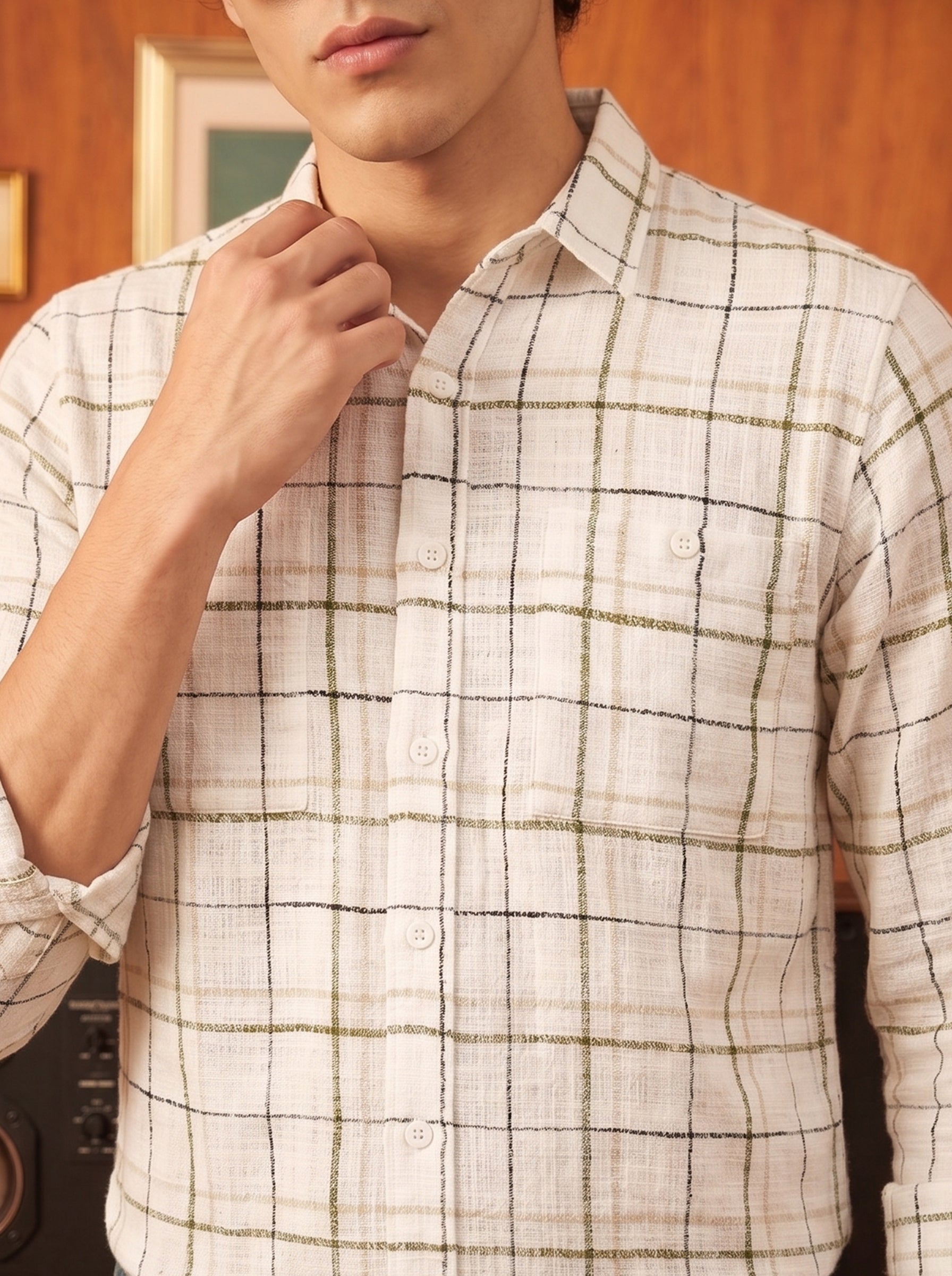 Men's Checks Green Regular Fit Shirt