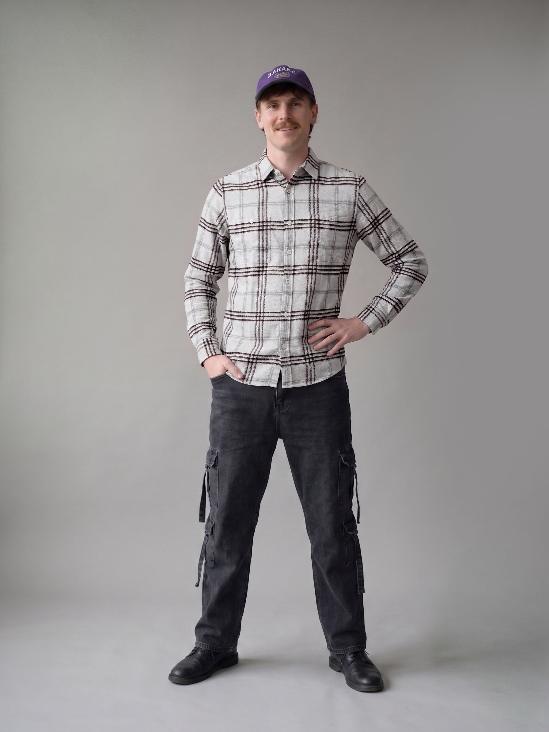 Men's Checks Grey Relaxed Fit Shirt