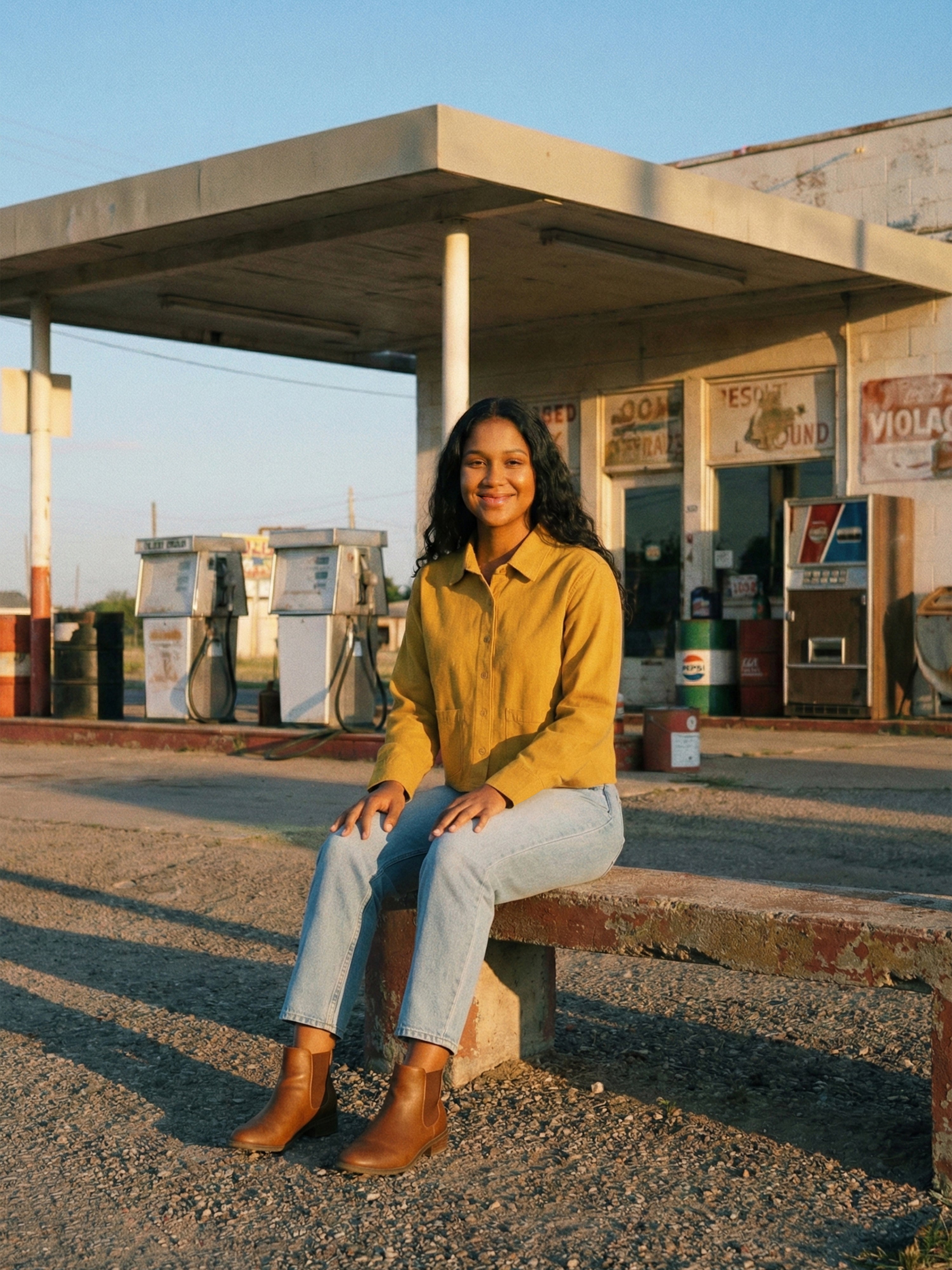 Women's Mustard Cotton Twill Shirt with Collar Neck Neck