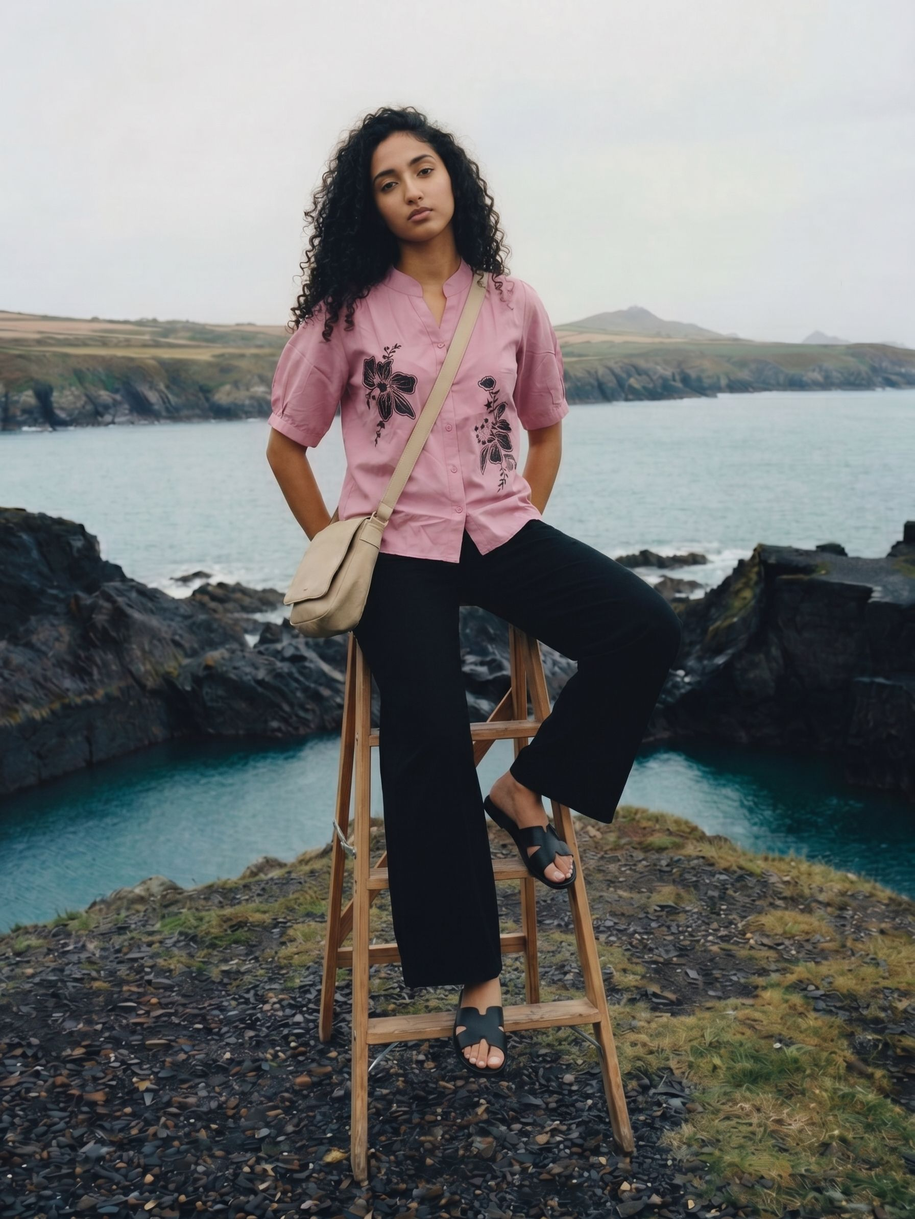 Women's Cotton Linen Pink Regular Top