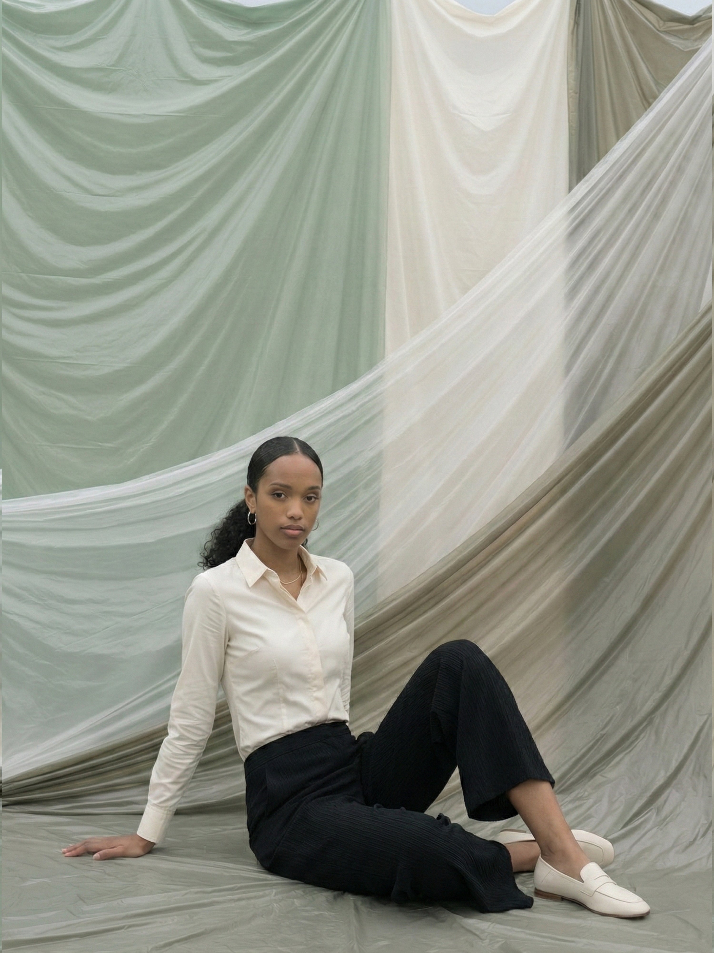 Black Rayon Crepe Flared Women’s Bottom