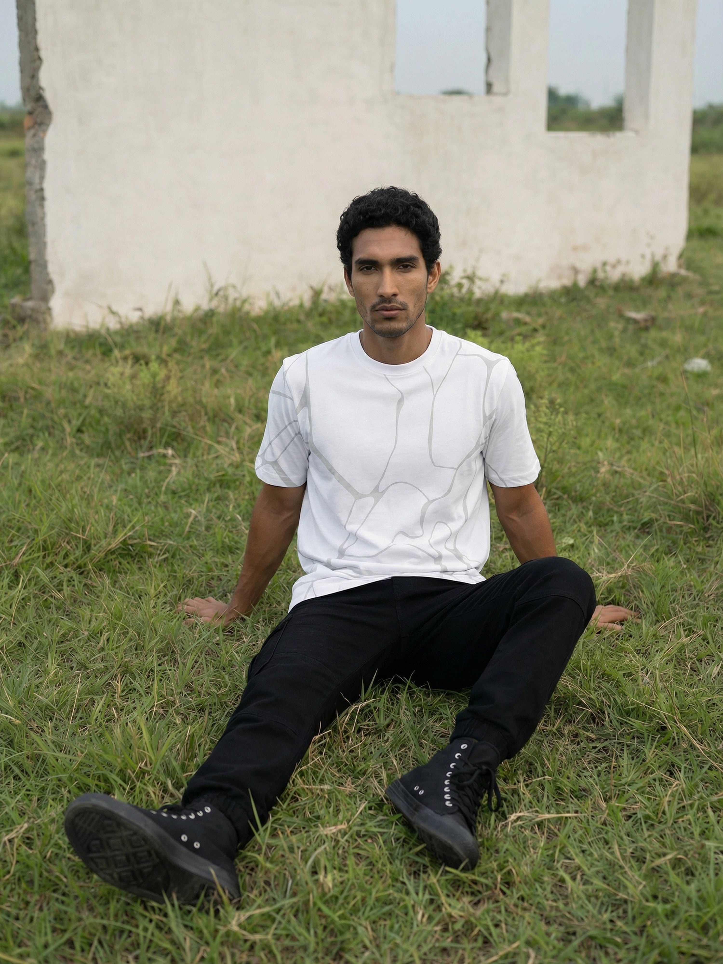 Bright White Single Jersey Round Neck Half T Shirt For Male