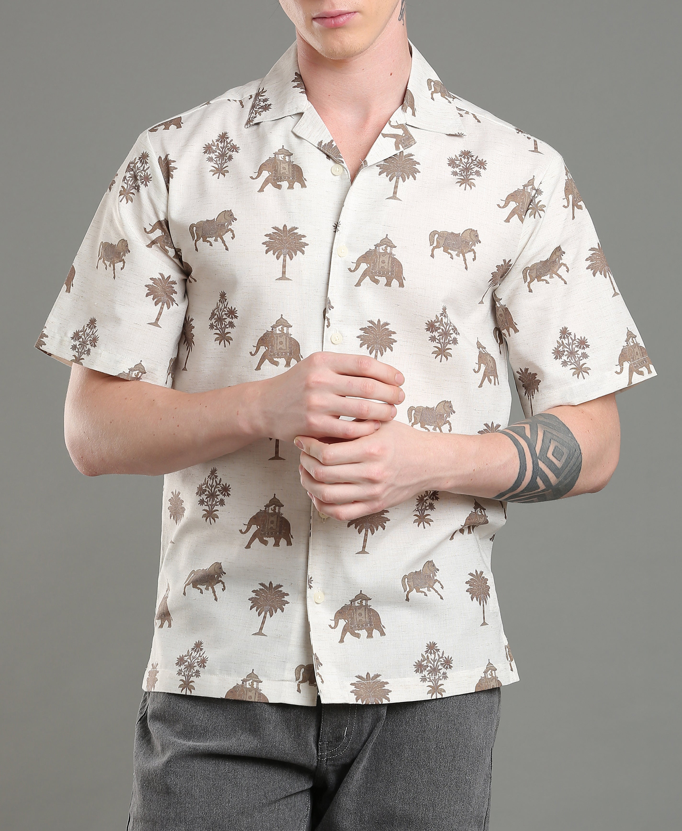 Tropic Hues Printed Linen Shirt