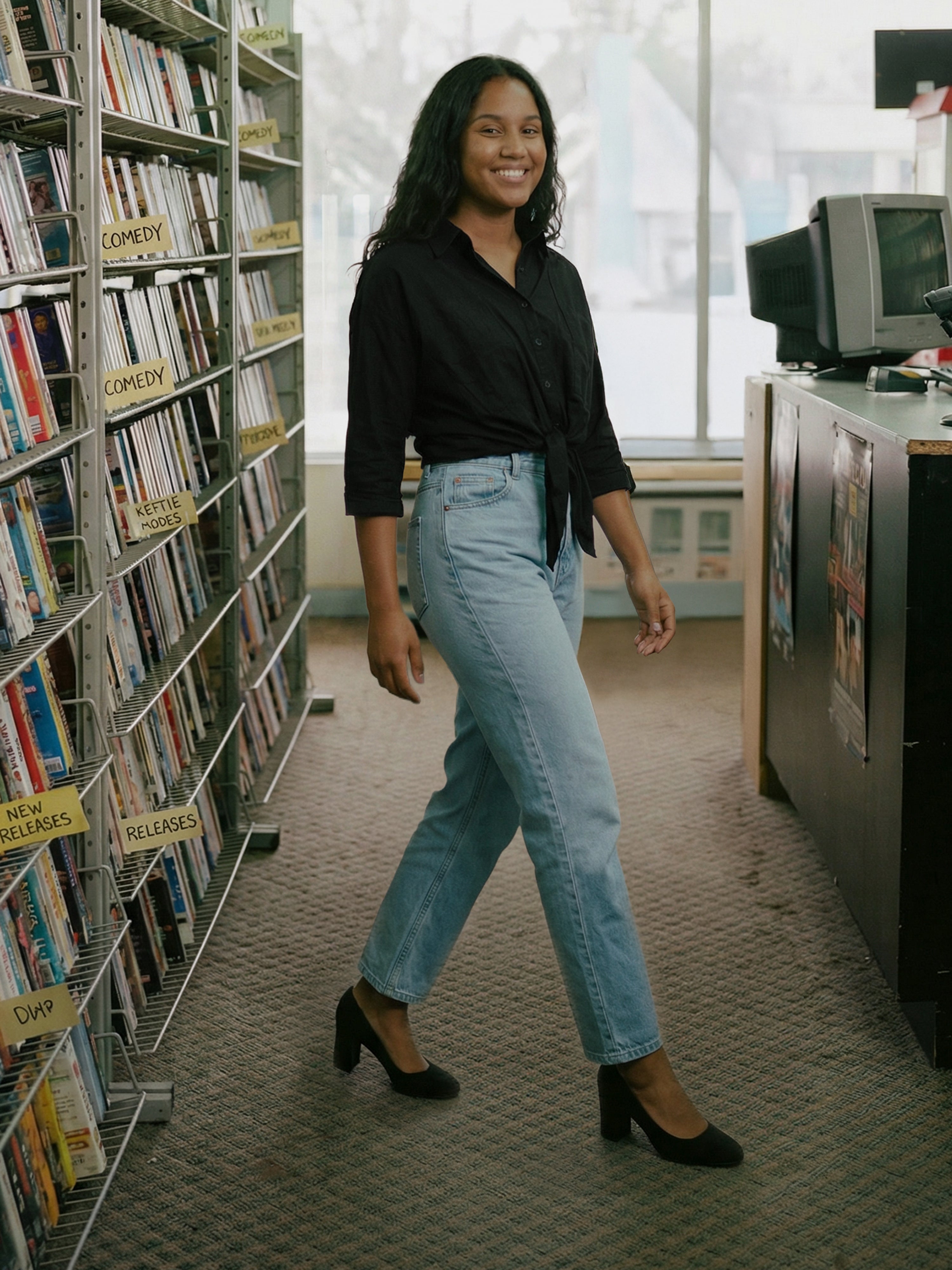 Women's Black Cyc Top with Collar Neck Neck