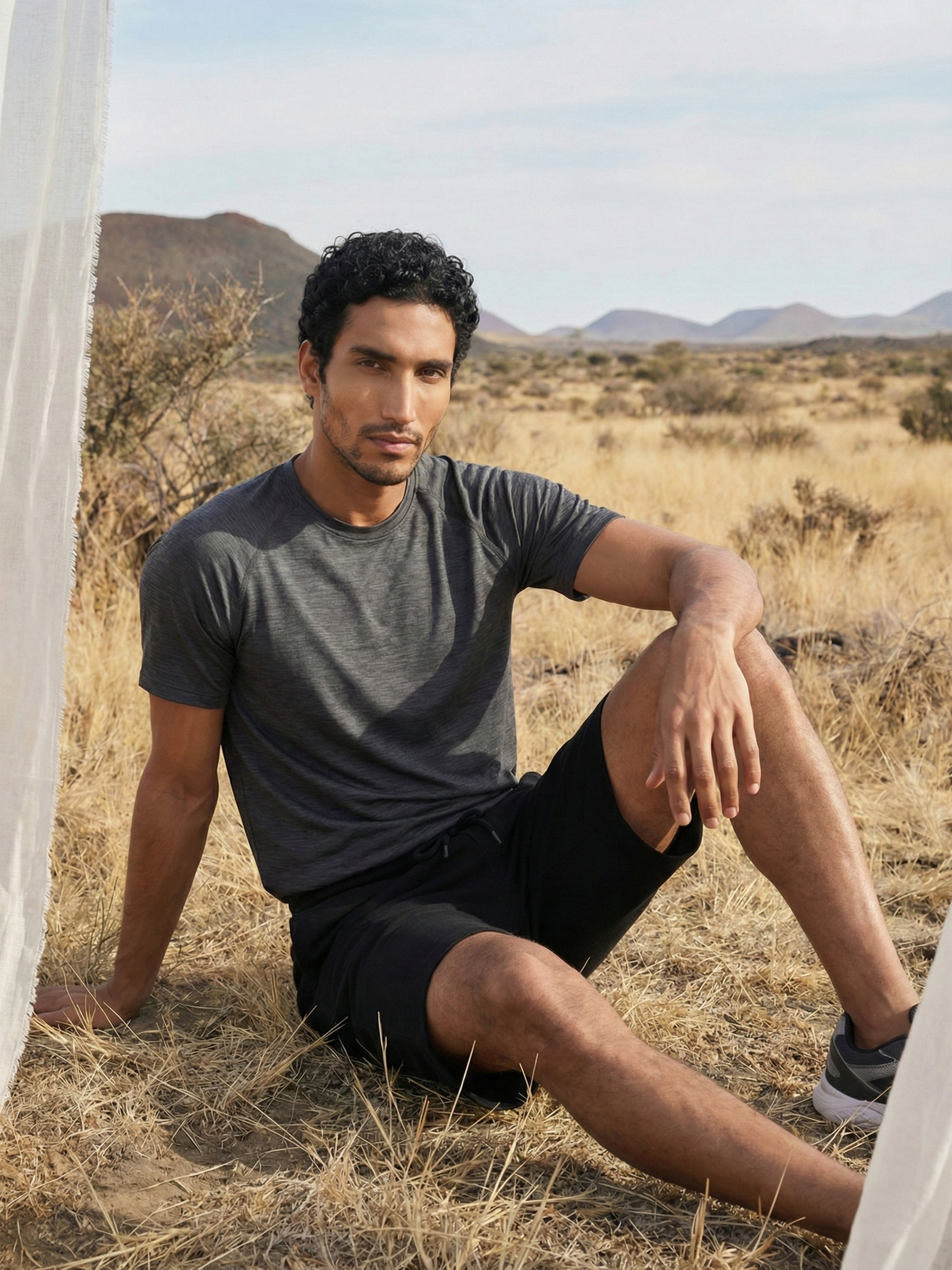 Black Cotton Blended  Shorts For Male