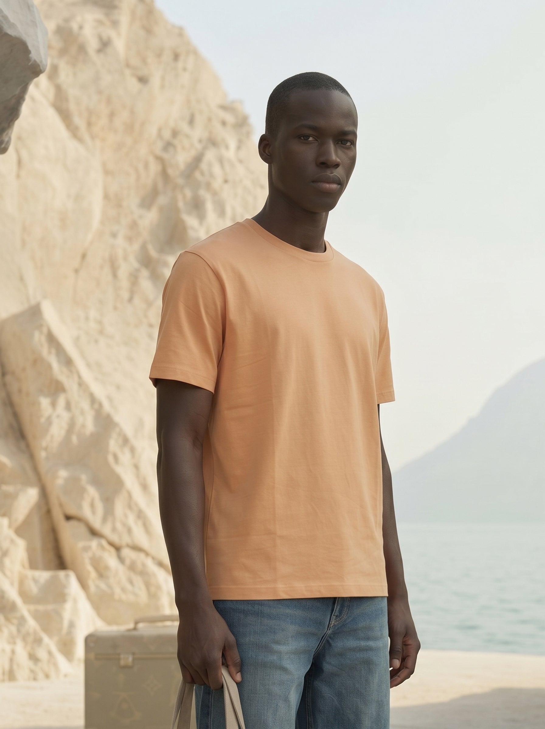 Men's S/J 200Gsm Brown Relaxed Fit T Shirt