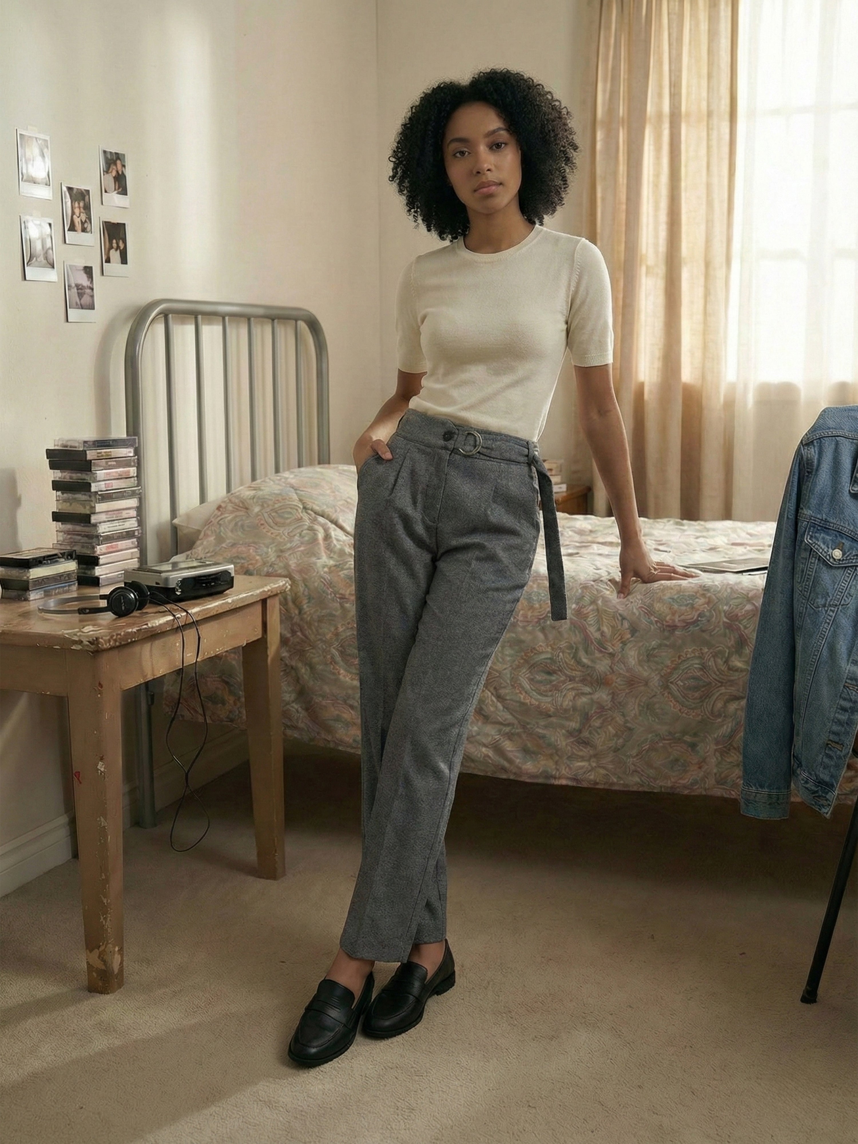 Women's Grey Matty Trouser with  Neck