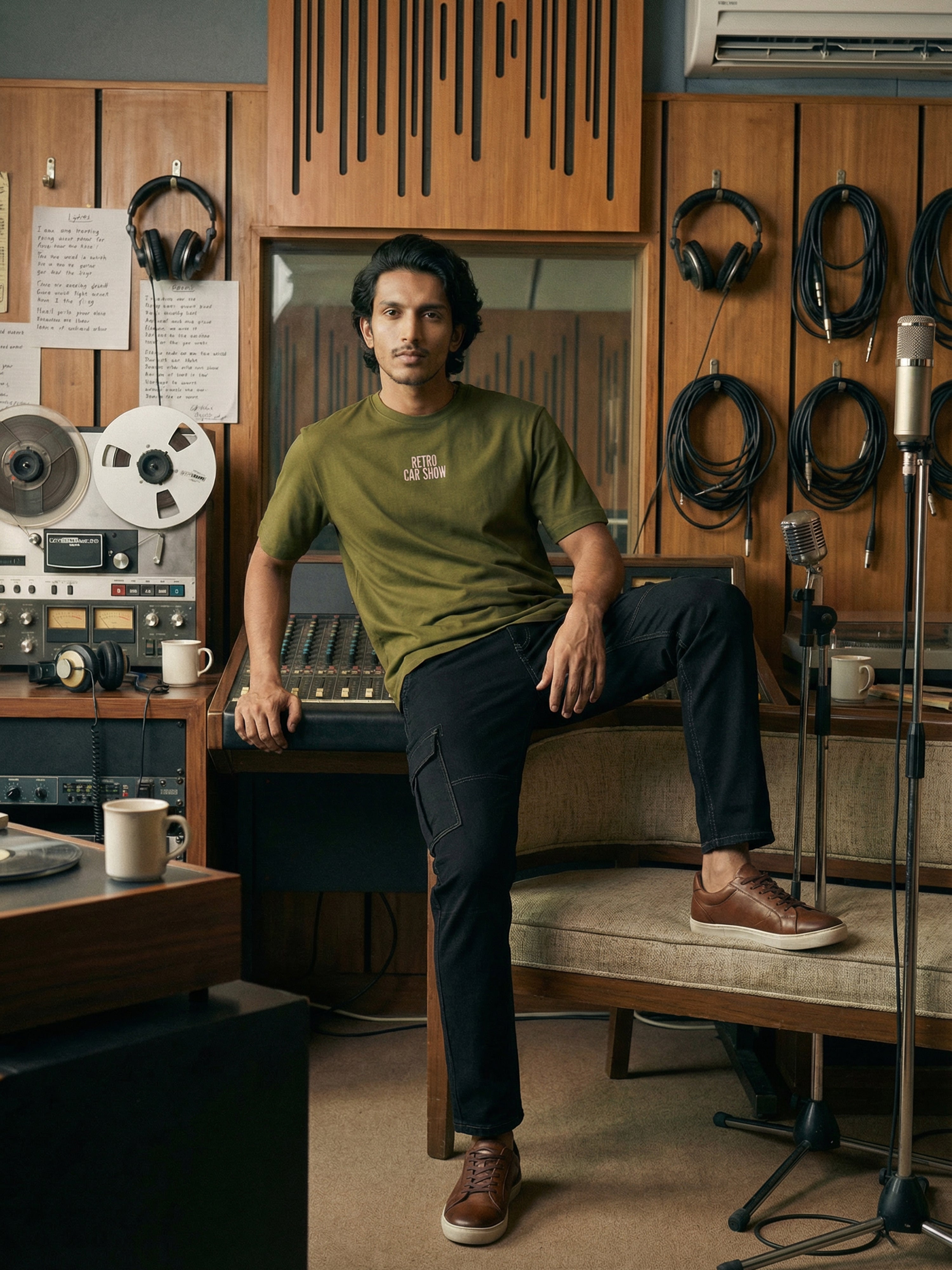 Brown Cotton Jersy  Round Neck Half Sleeve T Shirt For Male