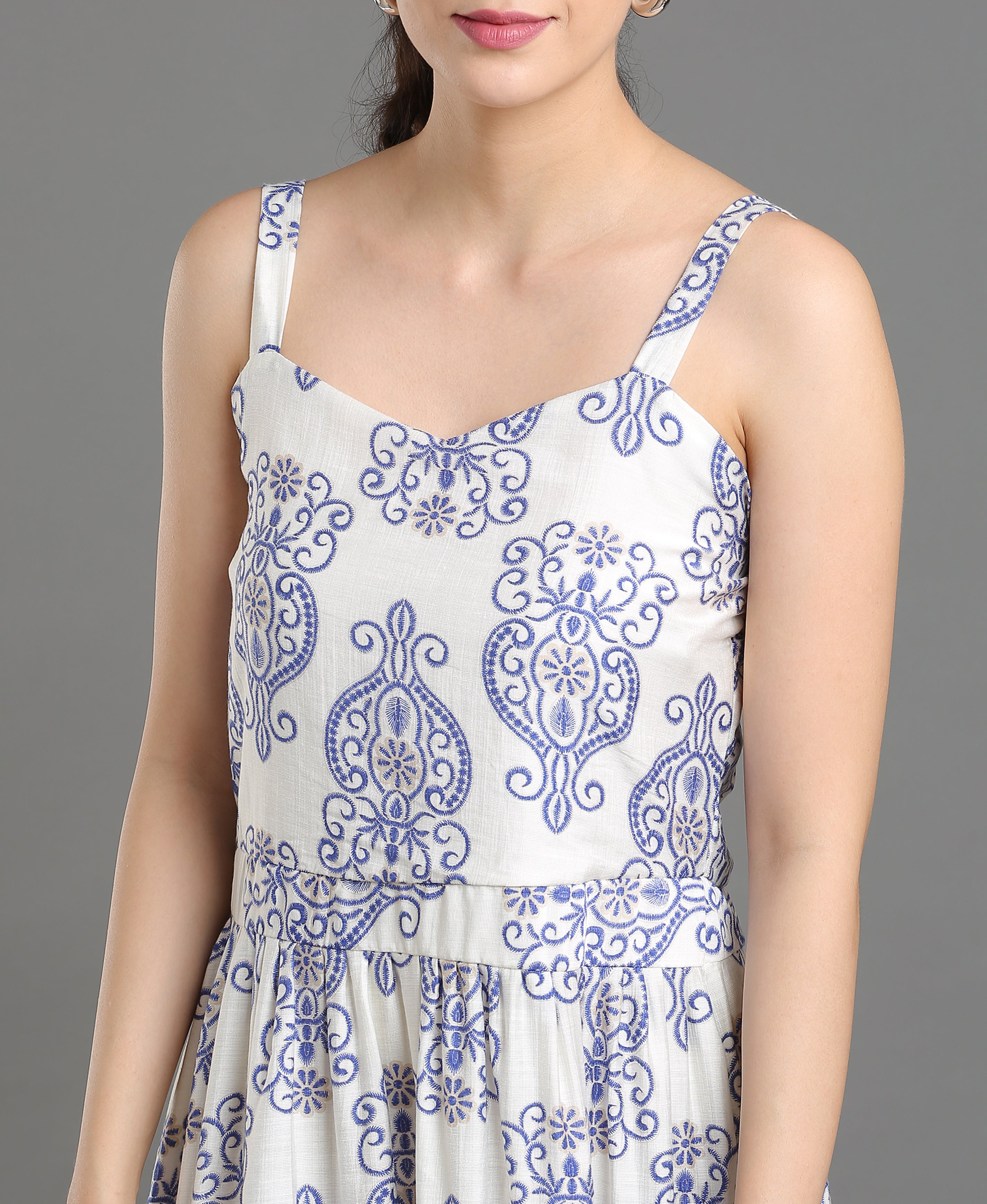 Azure Bloom Cotton Dress