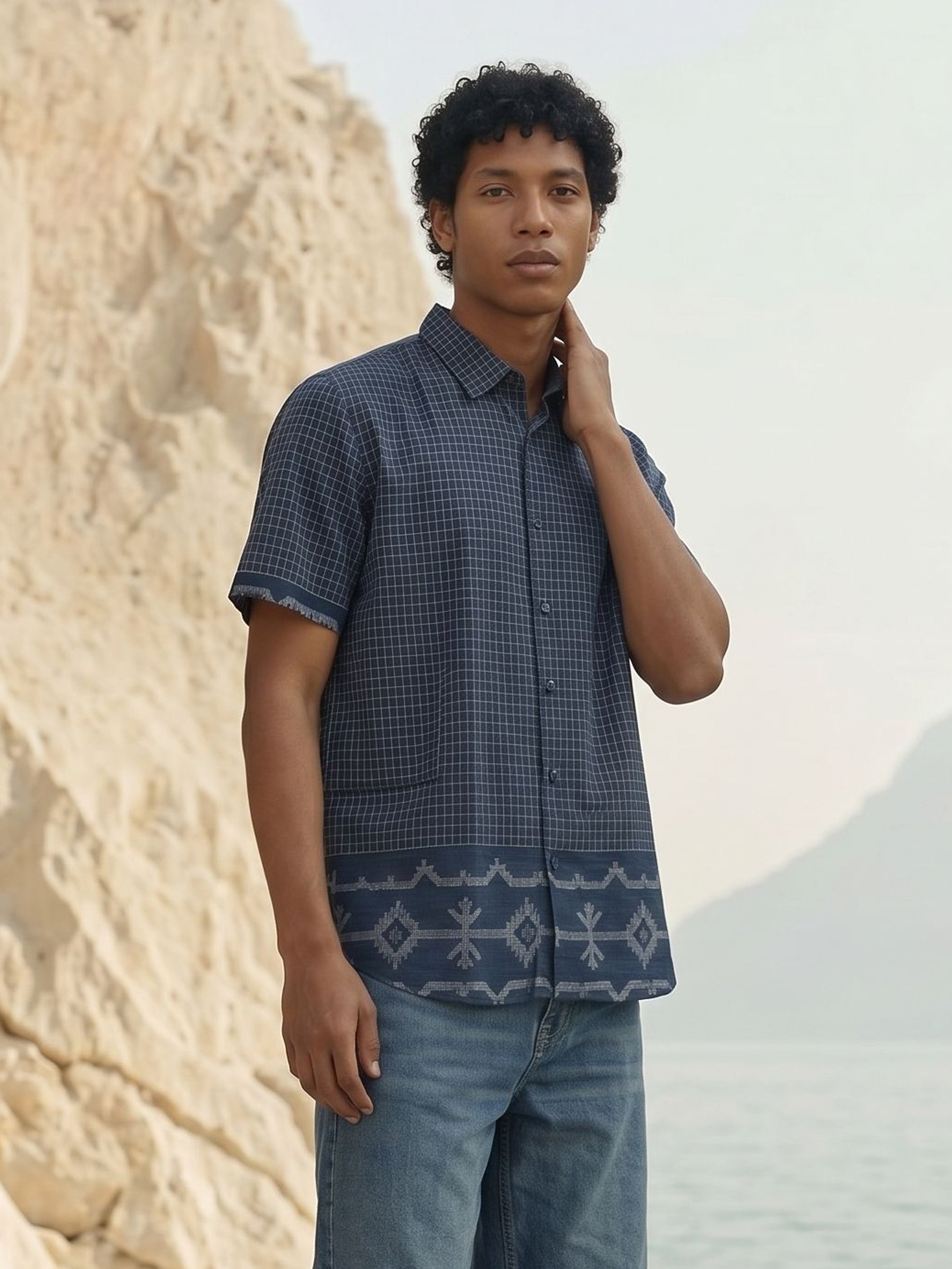 Men's Cotton Navy Relaxed Fit Shirt