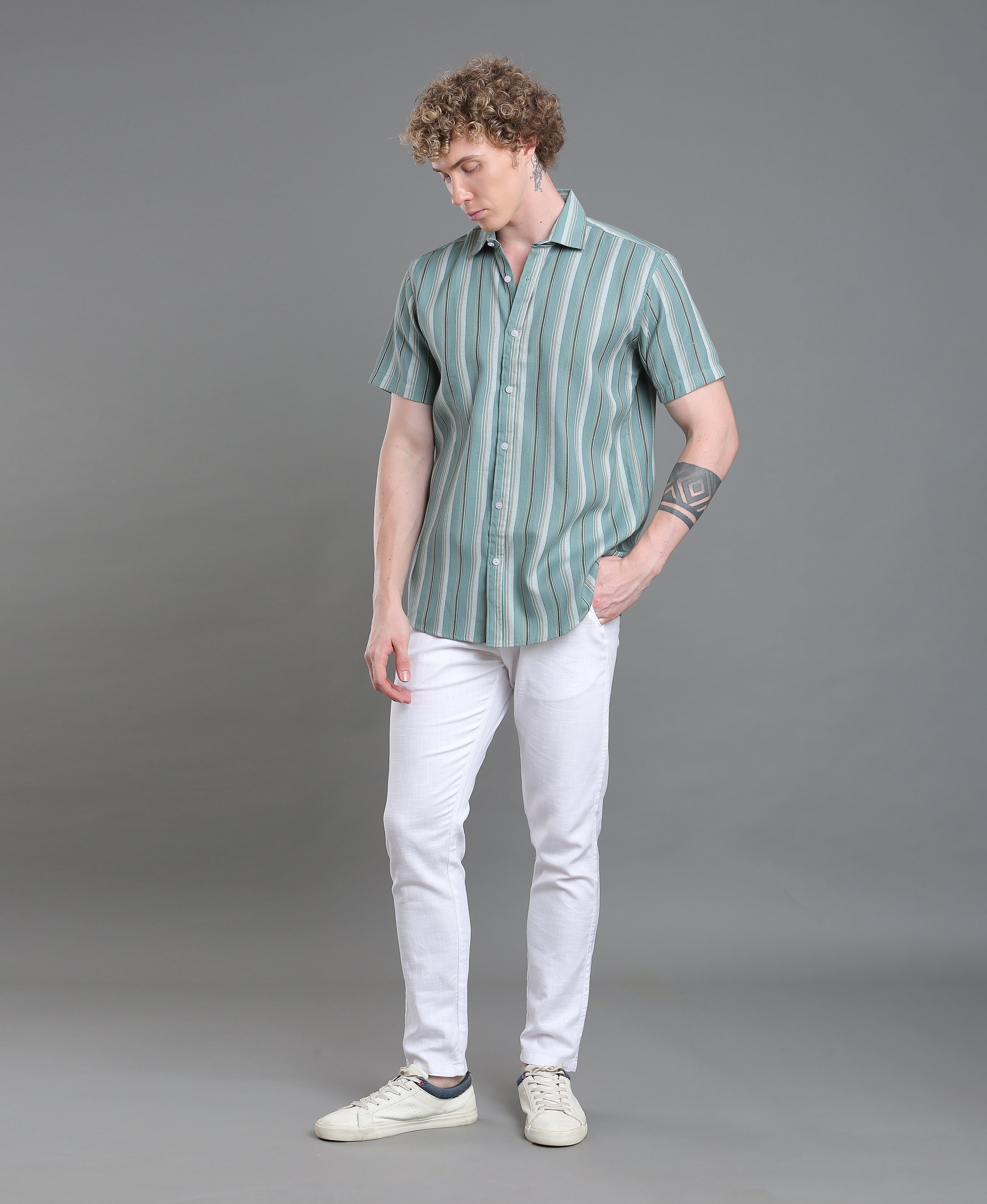 Emerald Stripe Tailored Shirt