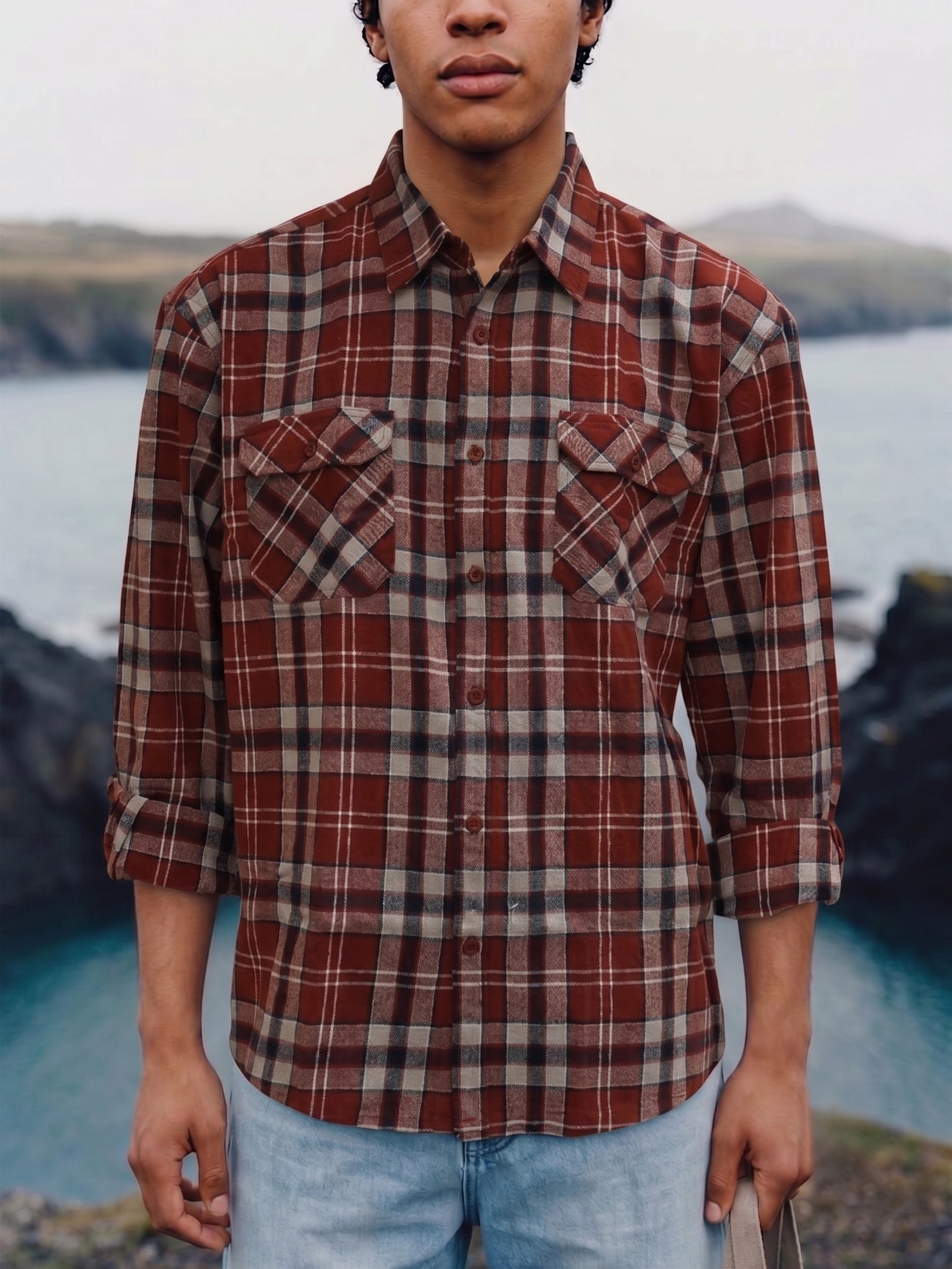 Men's  Rust Oversized Fit Shirt