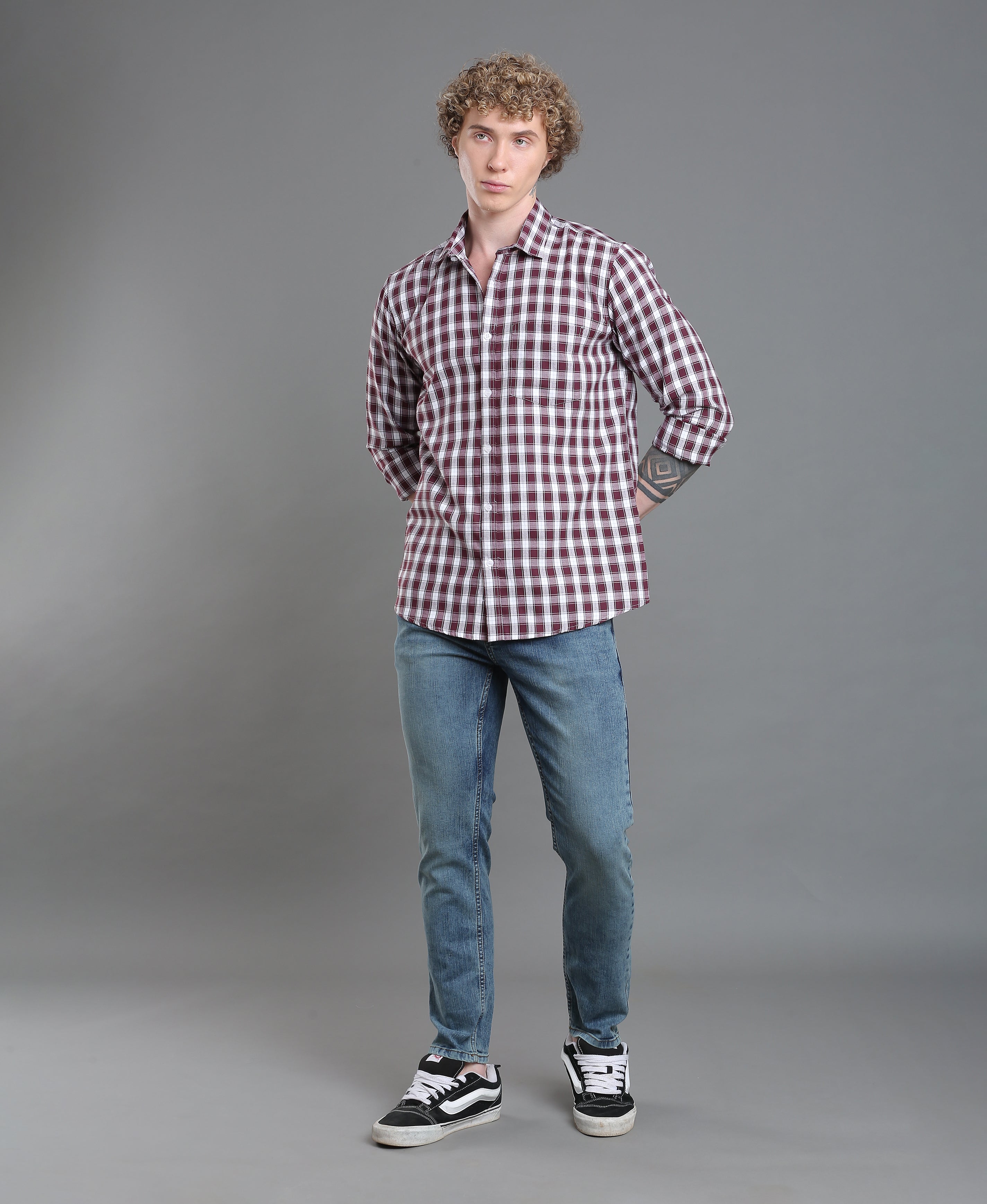 Wine Check Tailored Shirt