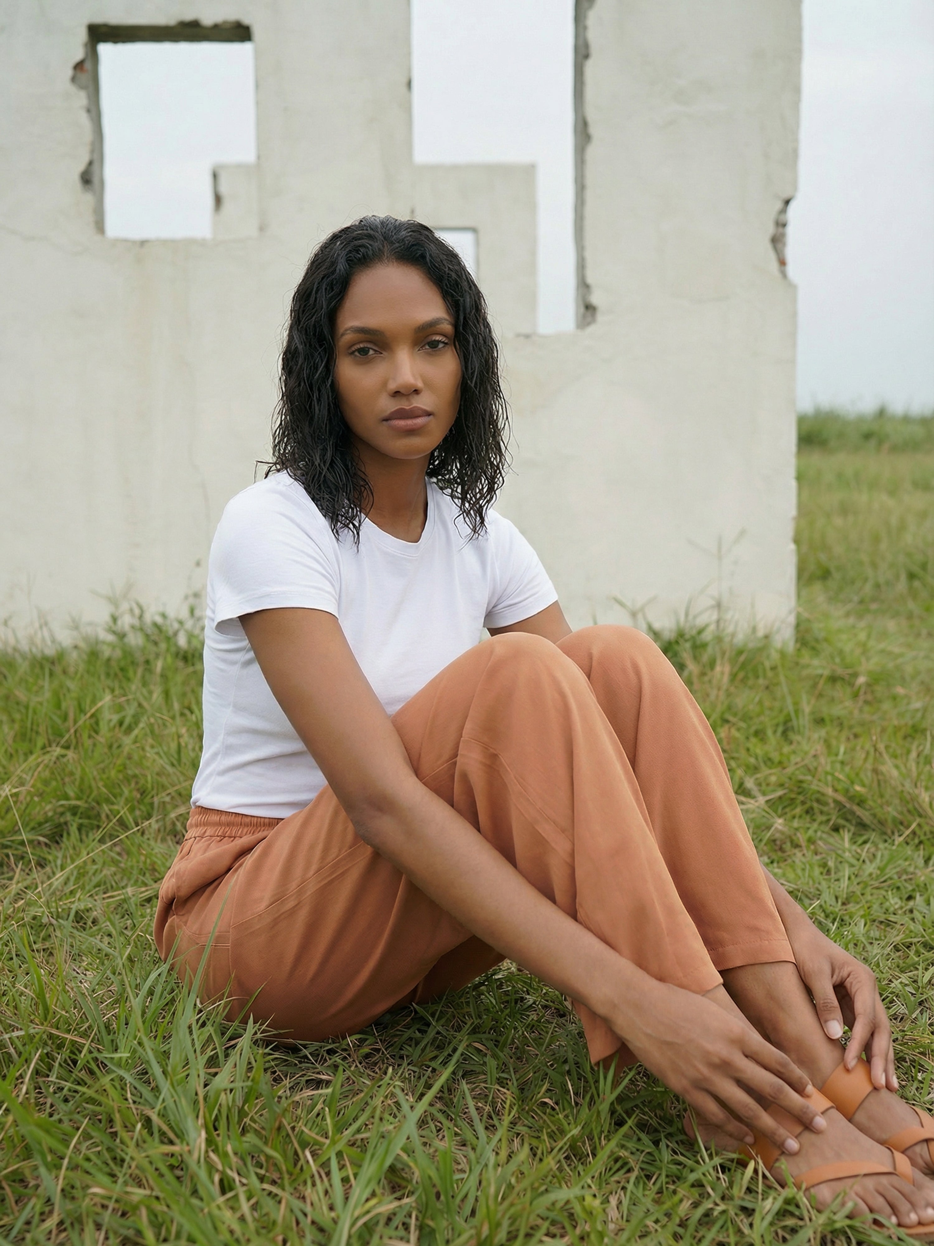 Brown Viscose Rayon  Trouser For Womens