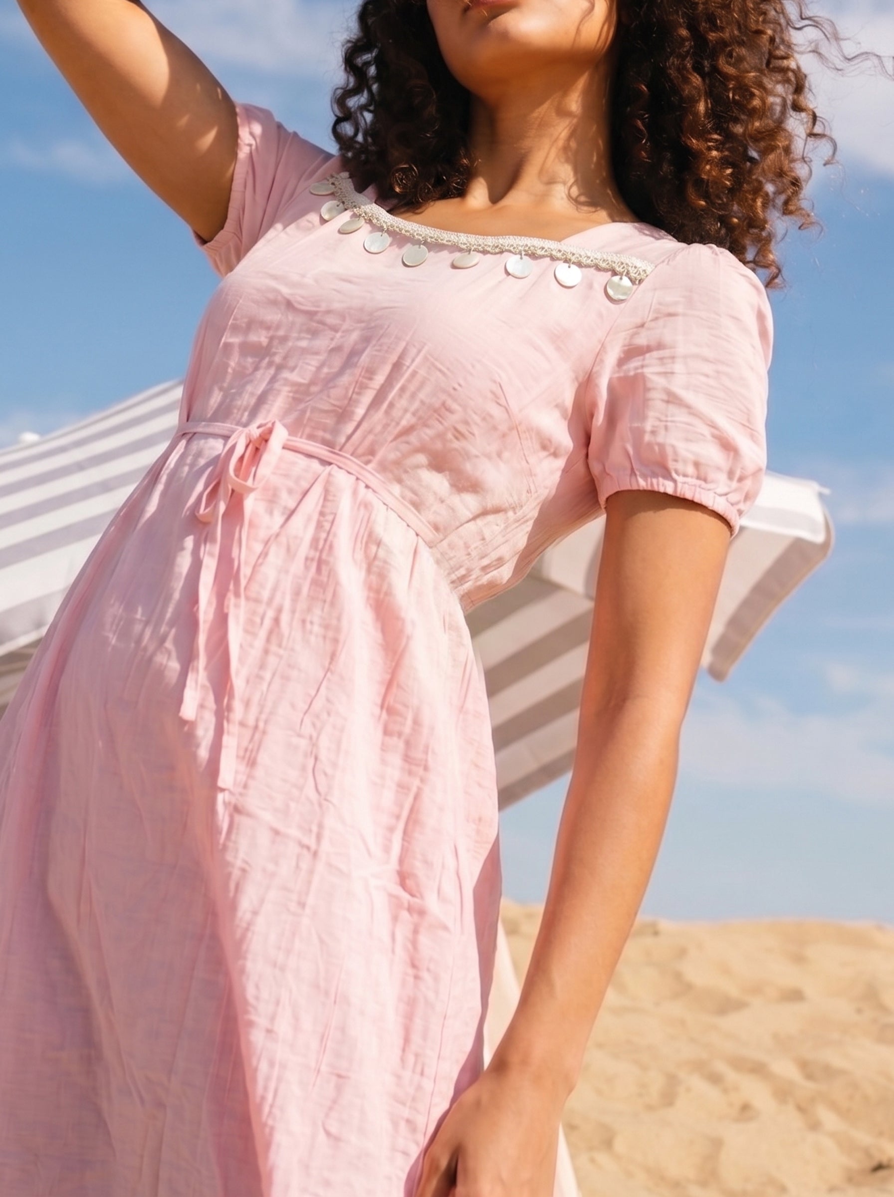 Women's Nylon Viscose Pink Regular Fit Dresses