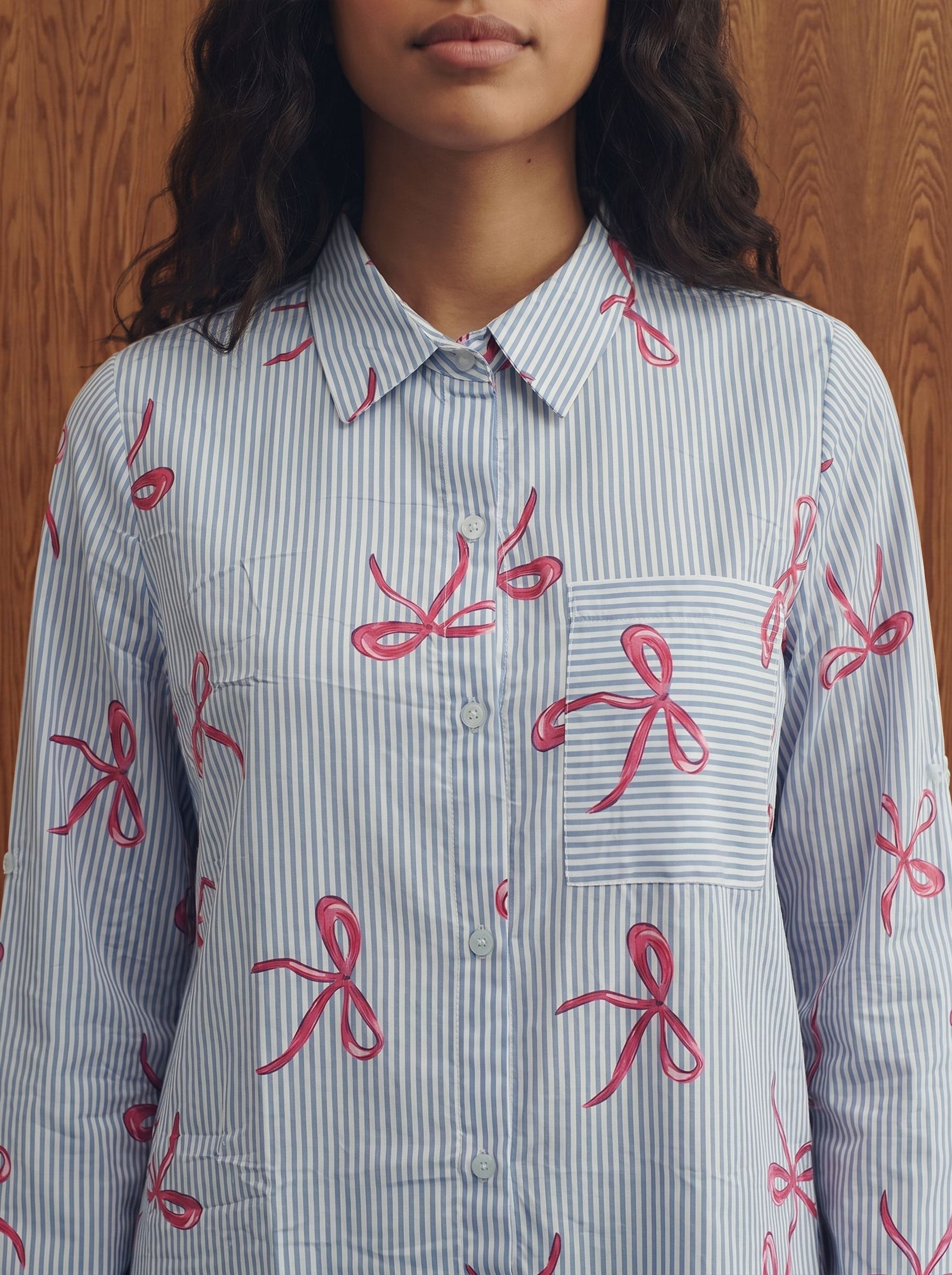 Women's Poly Rayon Sky Blue Relaxed Fit Shirt