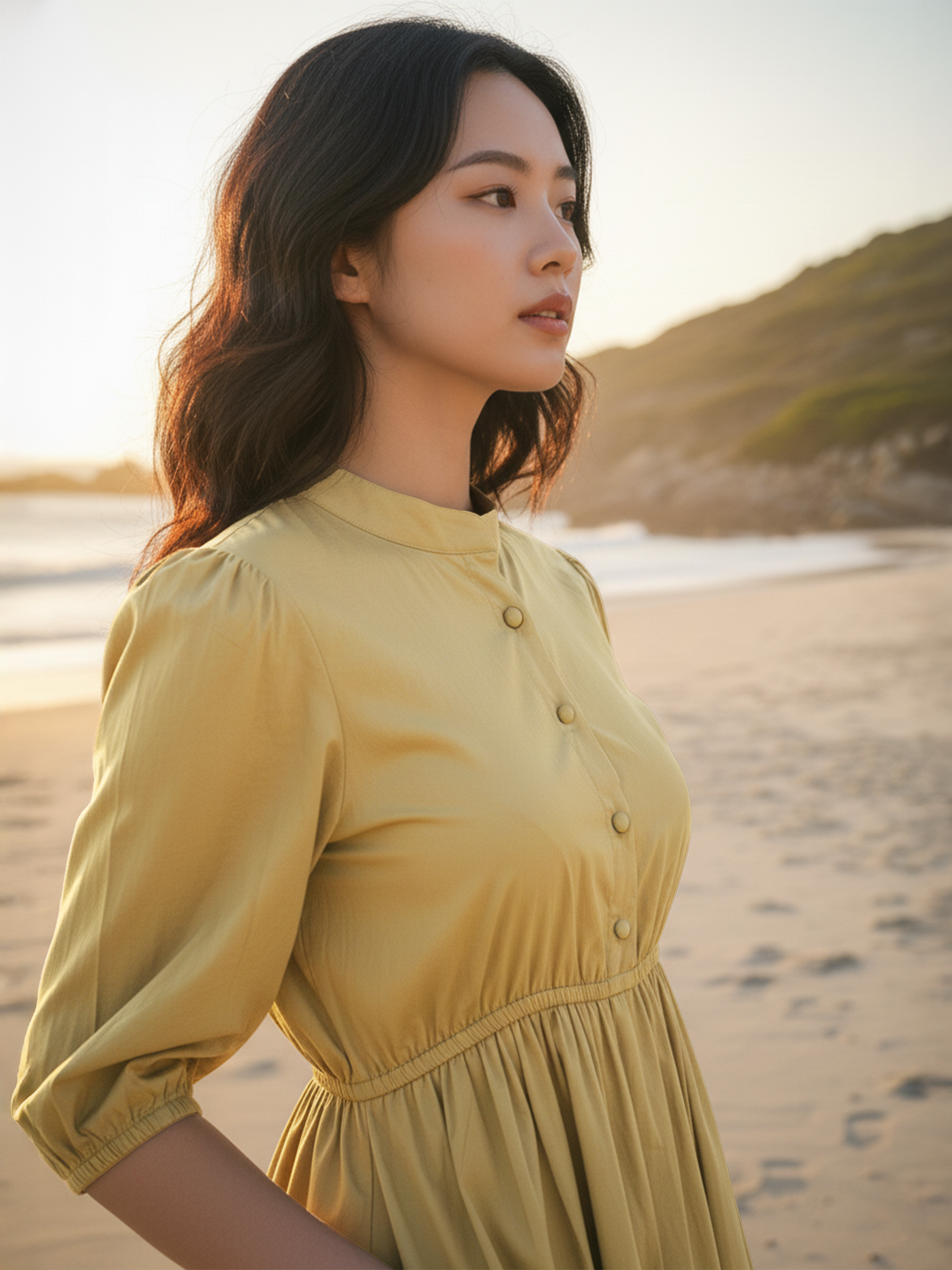 Chikku Poplin Puff Sleeve Short Dress for Women