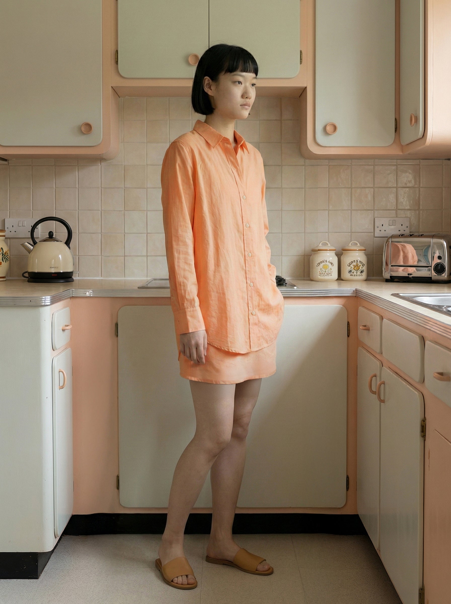 Women's Coral Cotton Flex , Lining Shirt with Collar Neck Neck