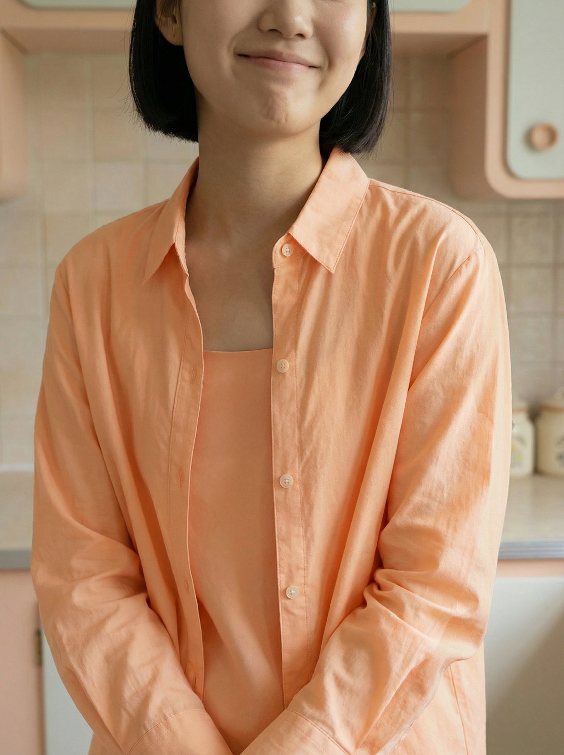 Women's Coral Cotton Flex , Lining Shirt with Collar Neck Neck